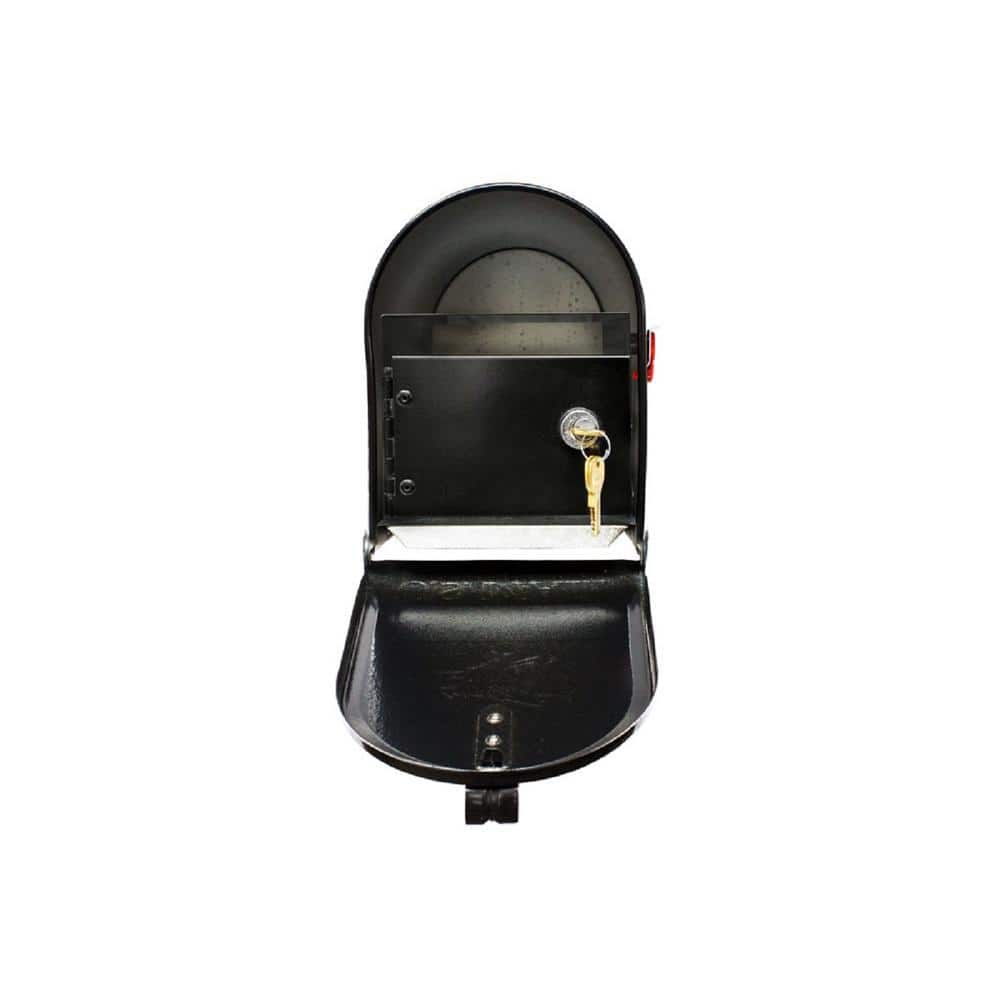 Lewiston Black Post Mount Locking E1 Economy Mailbox Insert - Hercitys