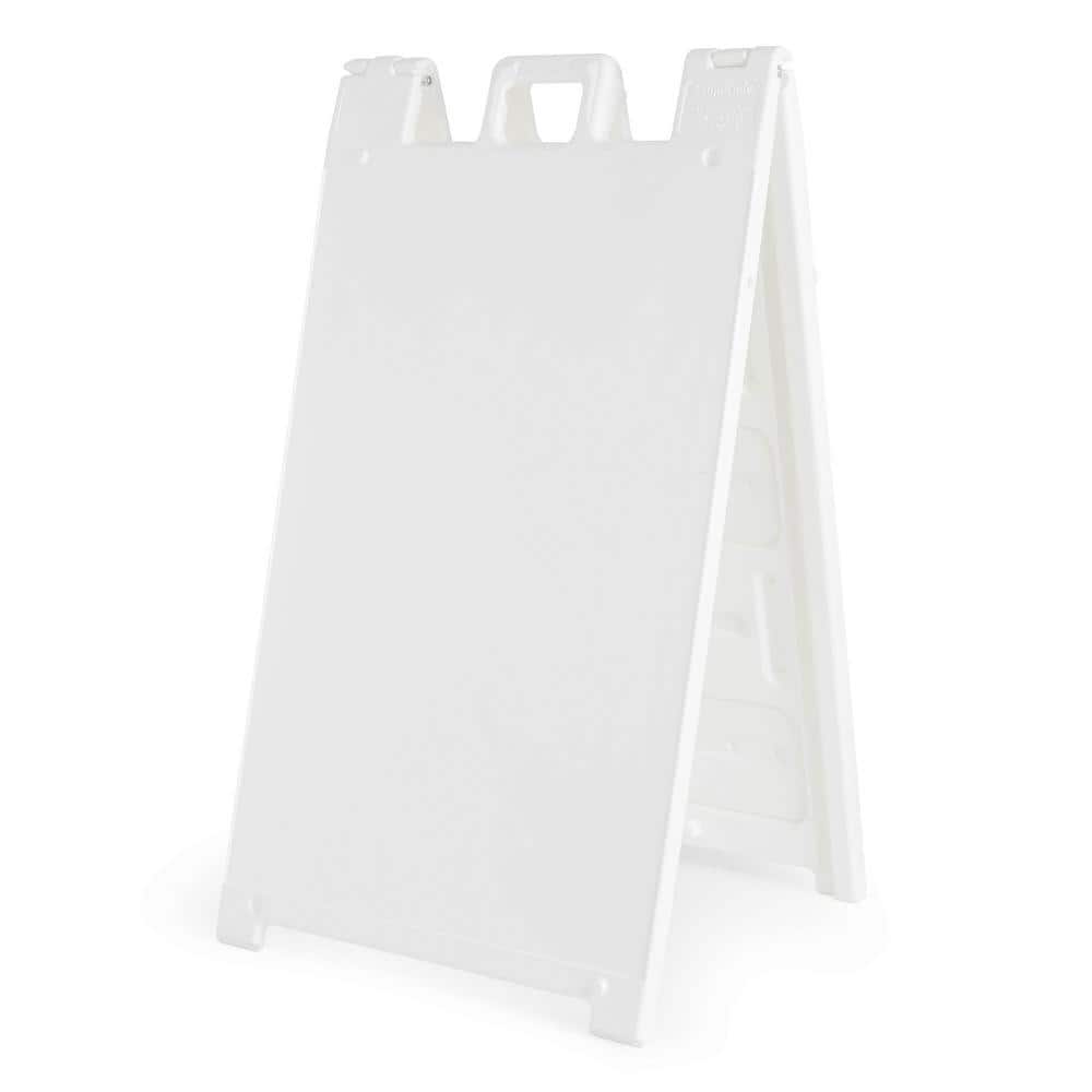 Signicade 24 in. W x 36 in. H White Plastic Portable Folding Double-Sided Sign Stand - Hercitys