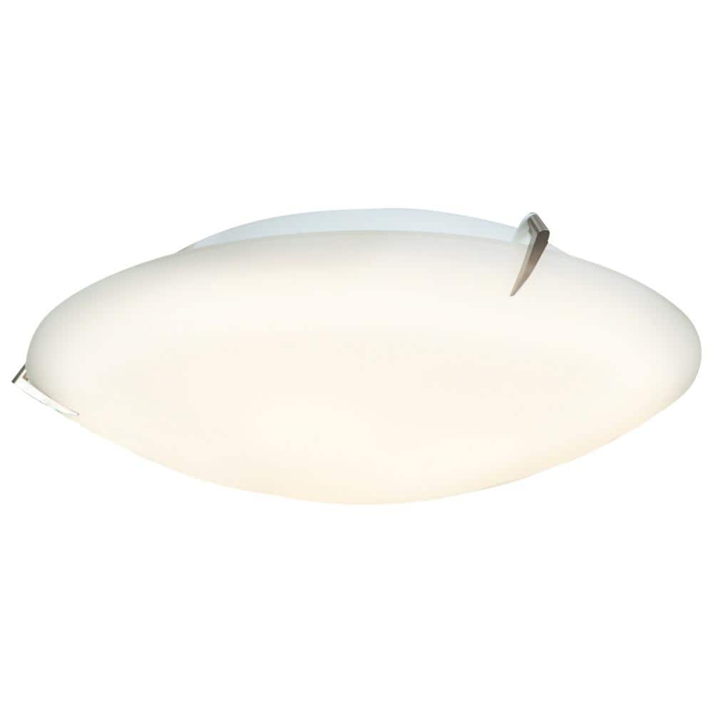 Zenon 2-Light Brushed Steel Flush Mount with Opal Glass Shade - Hercitys
