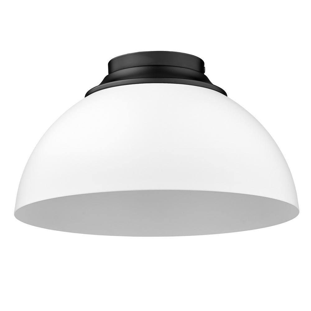 Zoey 13.75 in. 3-Light Matte Black Flush Mount - Hercitys