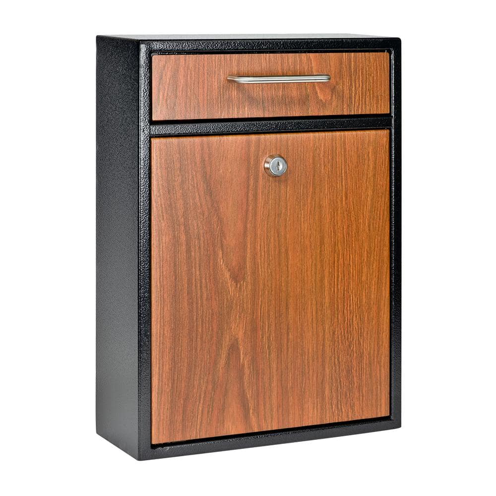 Olympus Wood Grain Locking Wall Mount Drop Box with High Security Reinforced Patented Locking System - Hercitys