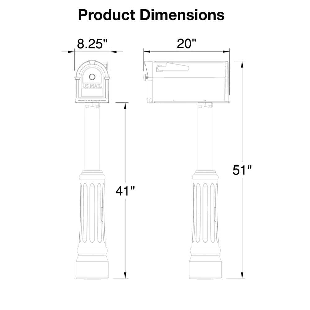 Madison Mailbox and Post Kit, Black - Hercitys
