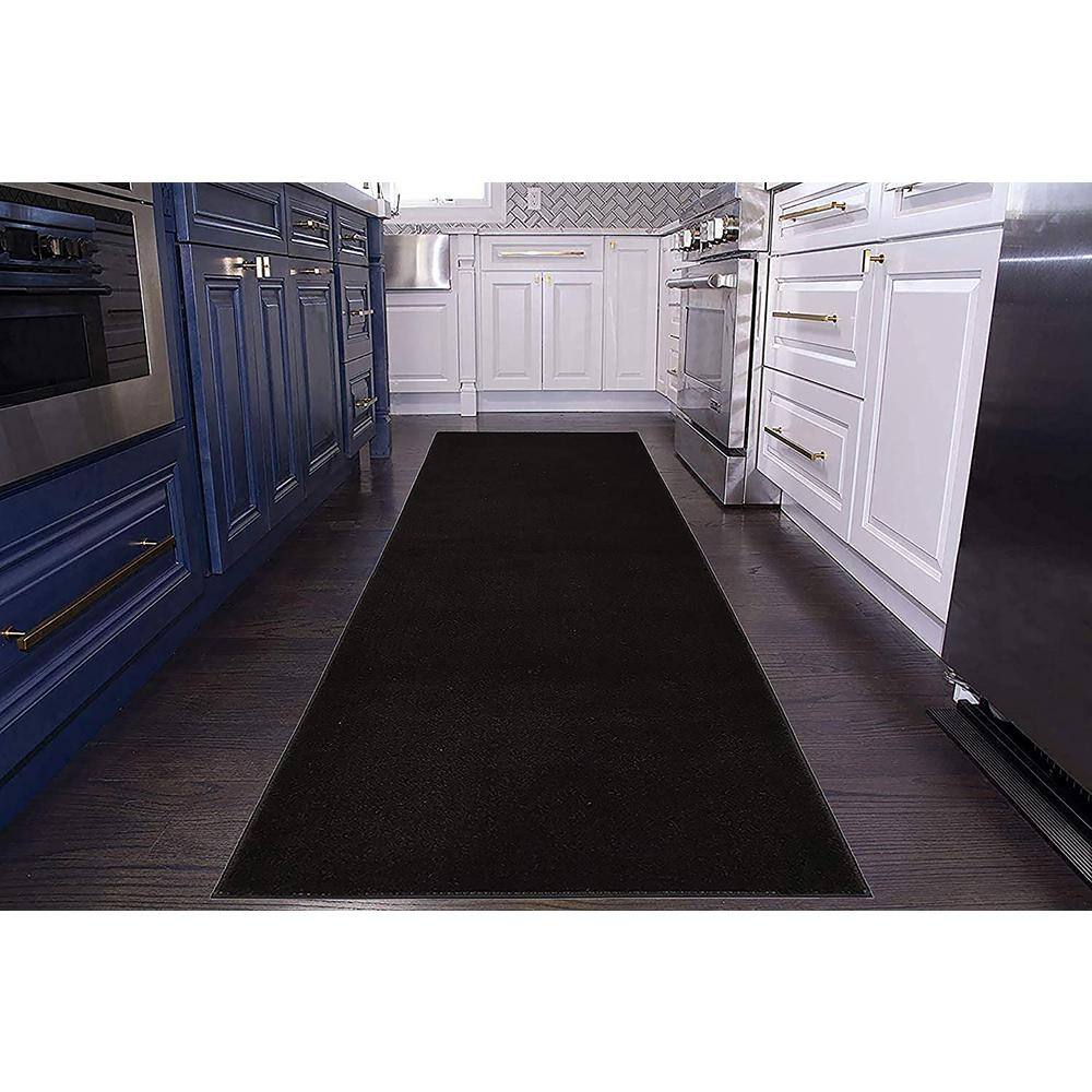 Solid Euro Black 26 in. x 14 ft. Your Choice Length Stair Runner - Hercitys