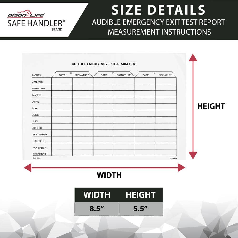 White, Audible Emergency Exit Test Report, Laminated Cardstock Test Report Form- (Pack of 50) - Hercitys