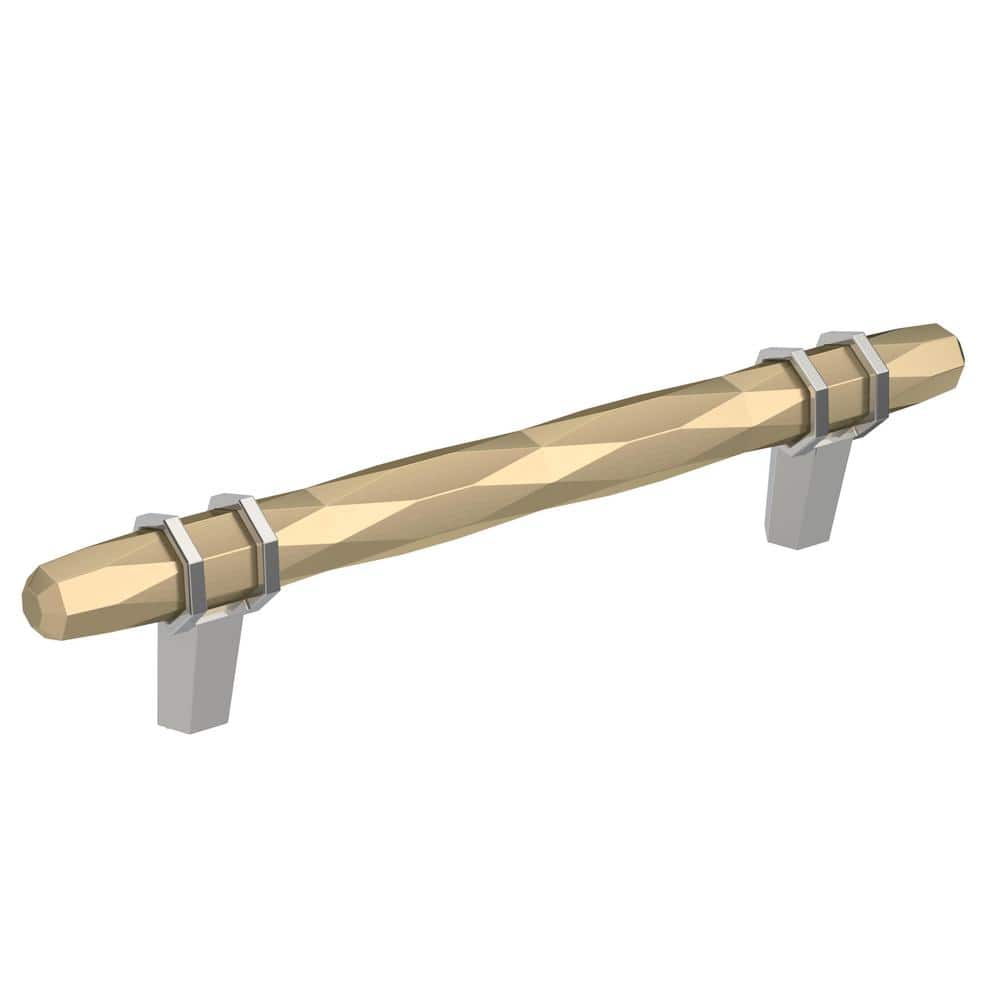 London 5-1/16 in. (128mm) Modern Golden Champagne/Polished Chrome Bar Cabinet Pull - Hercitys