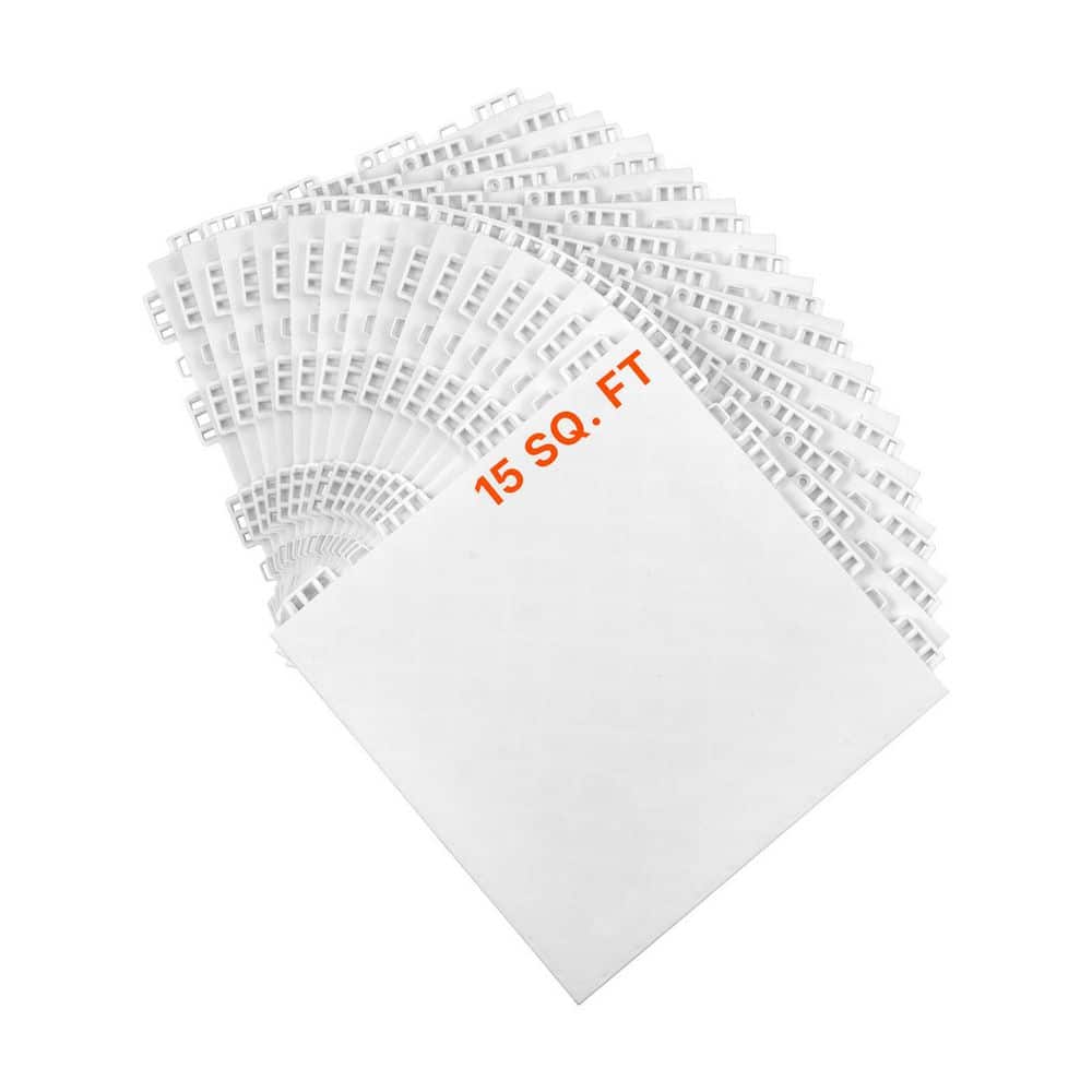 Gym Flooring Set 12 in. x 12 in. 15 Pieces Polypropylene Interlocking Puzzle Tiles Workout Exercise Mats Gray - Hercitys