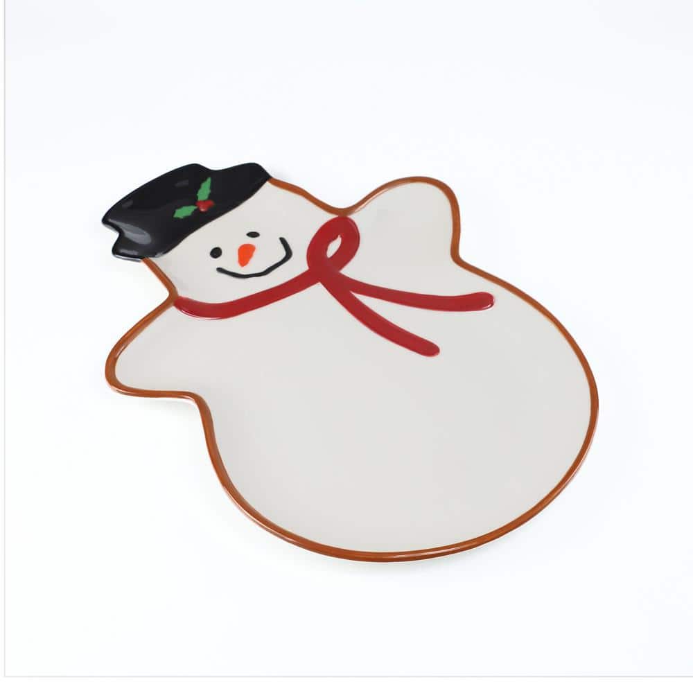 Winterfest Snowman Red/White Ceramic Large Tray - Hercitys