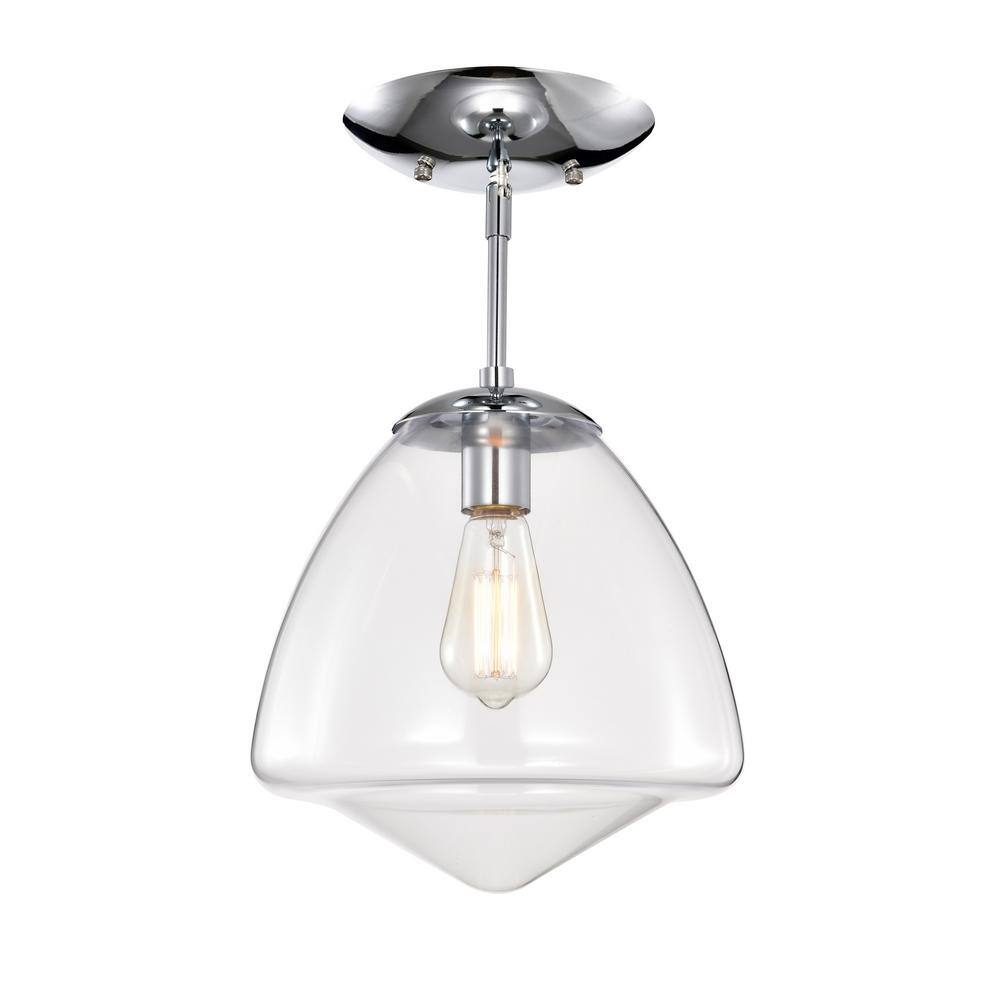 Zylo 11 in. 1-Light Indoor Chrome Finish Semi-Flush Mount Ceiling Light - Hercitys