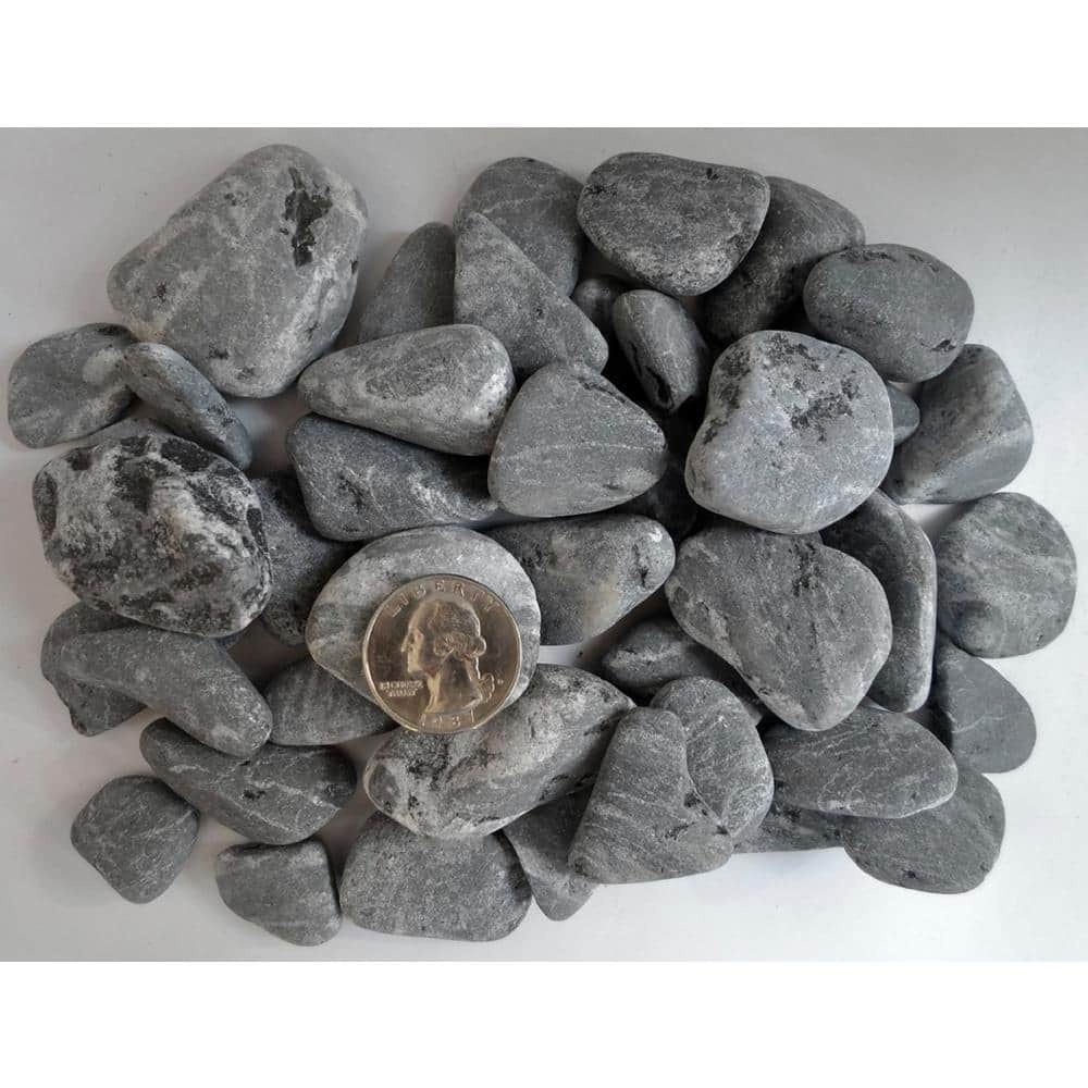 Rock Ranch 0.40 cu. Ft. 30 lbs. 1 in. to 2 in. Premium Grade-1 Tumbled Black Marble Landscaping Pebble - Hercitys