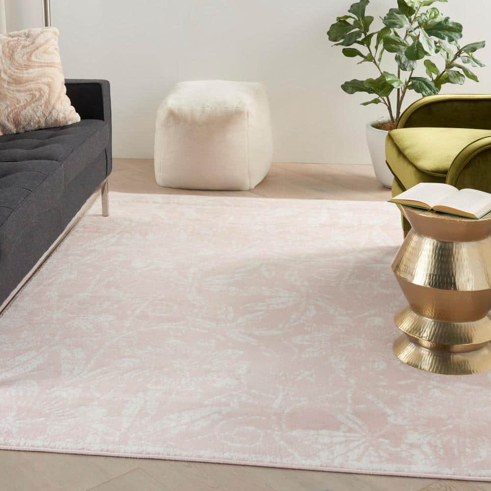 Whimsicle Pink 5 ft. x 7 ft. Floral Contemporary Area Rug - Hercitys