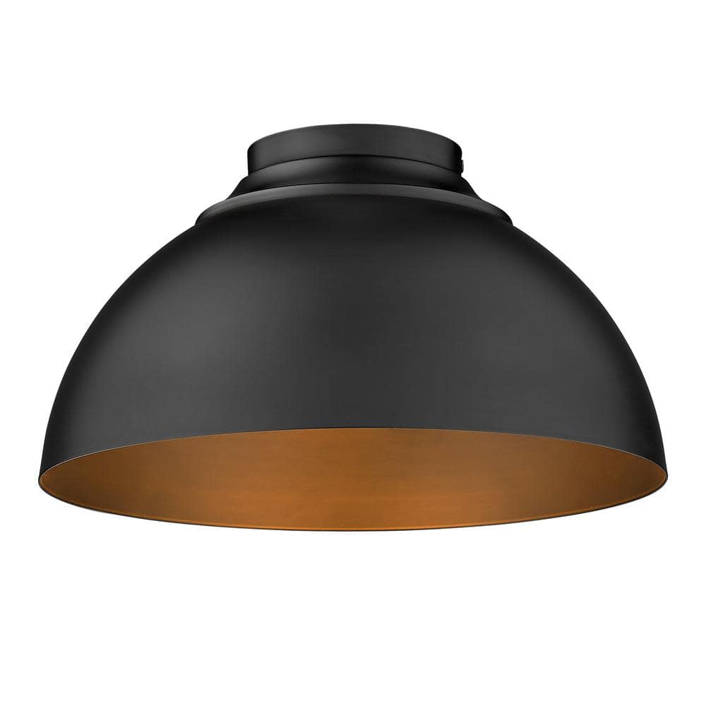 Zoey 13.75 in. 3-Light Matte Black Flush Mount - Hercitys