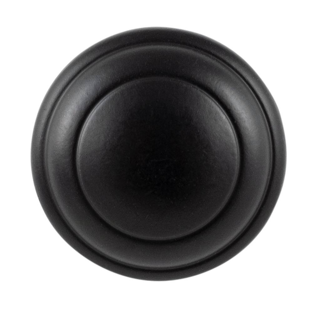 Zephyr Collection Knob 1-1/4 in. Diameter Matte Black Finish Modern Zinc Cabinet Knob (10-Pack) - Hercitys