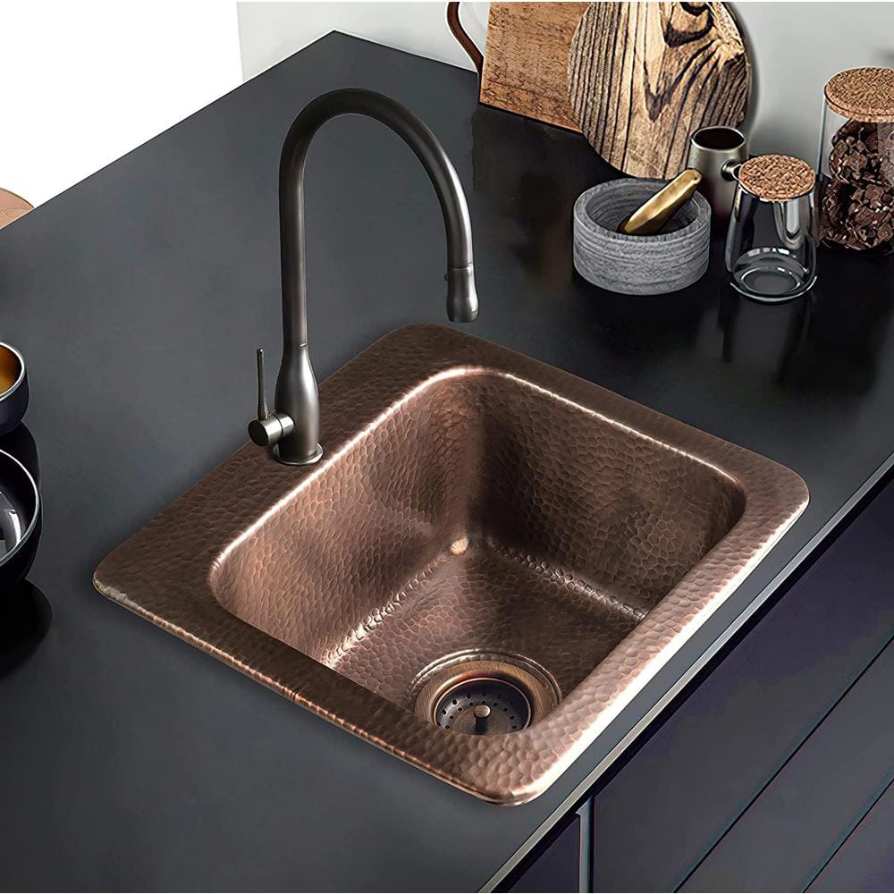 Monarch Pure Copper Hand Hammered Baxter Bar Prep Sink (15 inches) - Hercitys