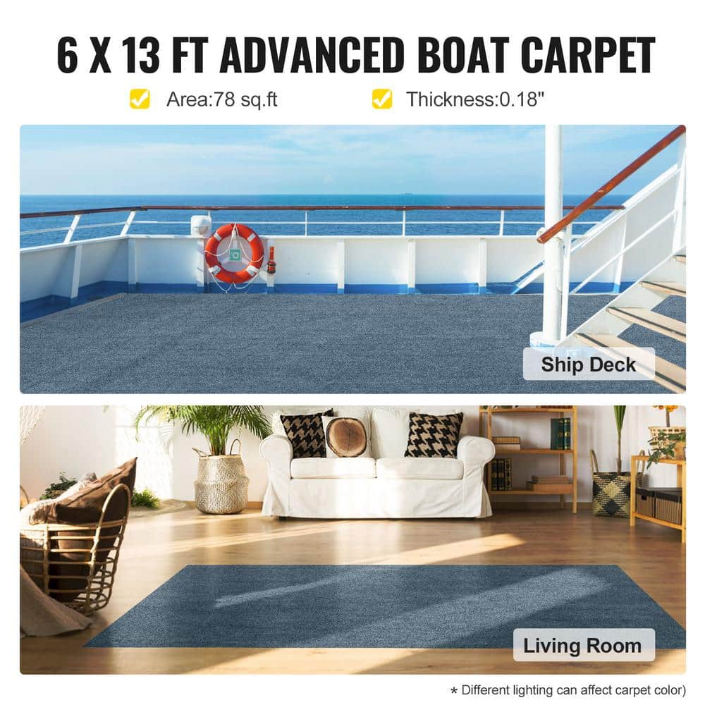 Gray Marine Carpet 6 ft. x 13.1 ft. Polyester Texture Blue Boat Carpet Rugs Rugs Water-Proof Full Roll Carpet - Hercitys