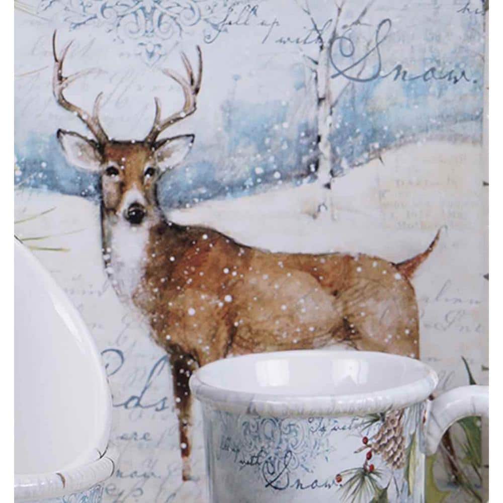 Winter’s Lodge 16-Piece Seasonal Assorted Colors Ceramic Dinnerware Set (Service for 4) - Hercitys