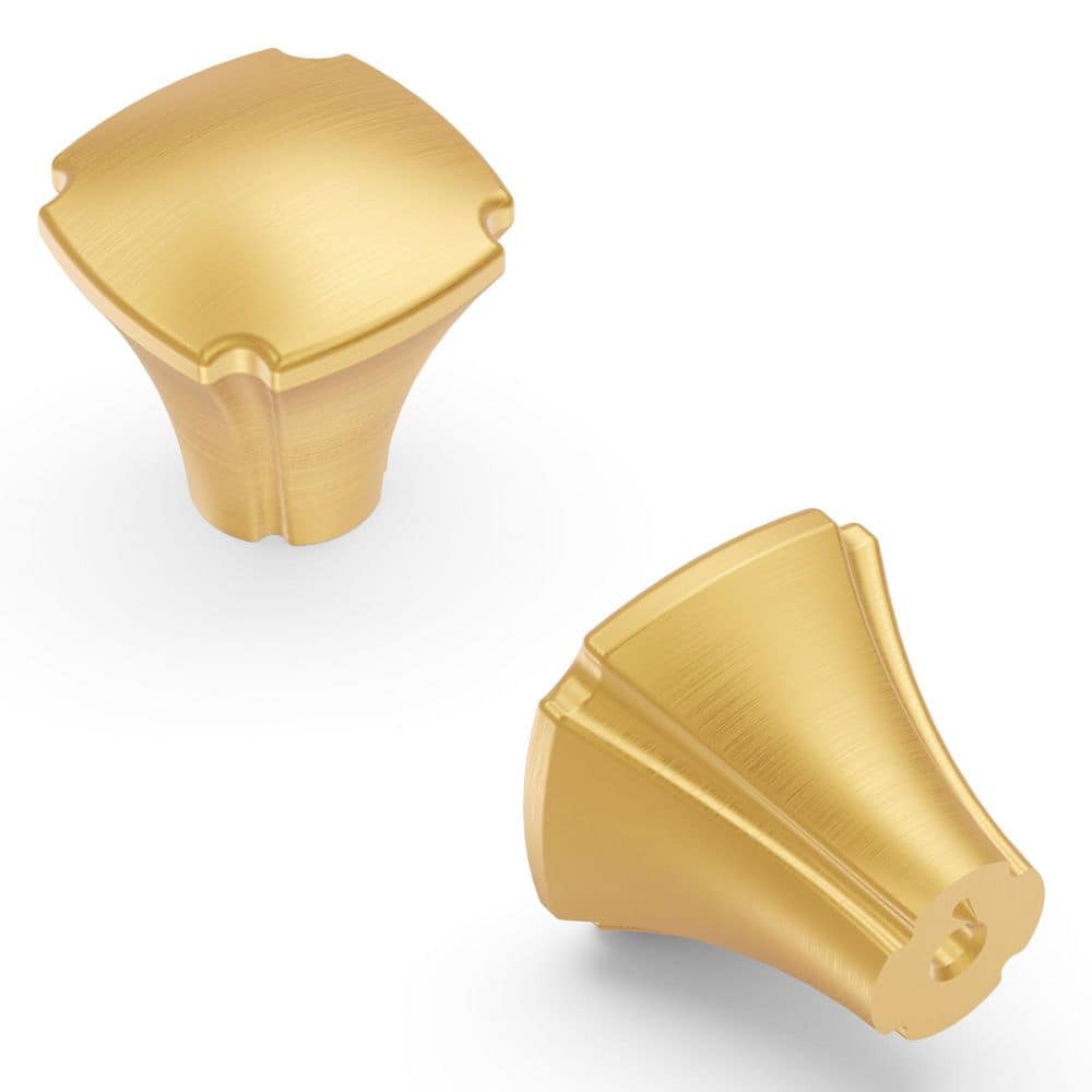 Veranda 1-1/8 in. Diameter Brushed Golden Brass Cabinet Knob (10-Pack) - Hercitys