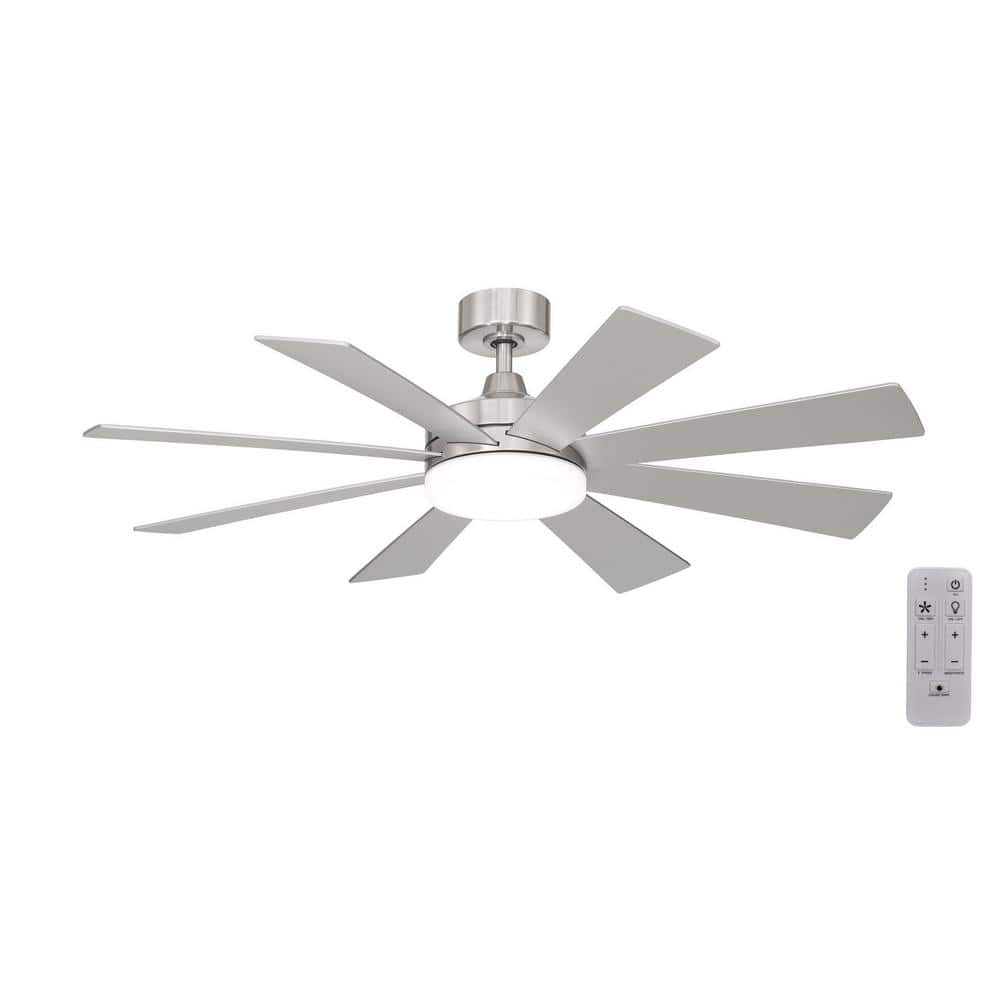 Bayla 52 in. Indoor Brushed Nickel Windmill Ceiling Fan with Adjustable White Integrated LED with Remote Included - Hercitys