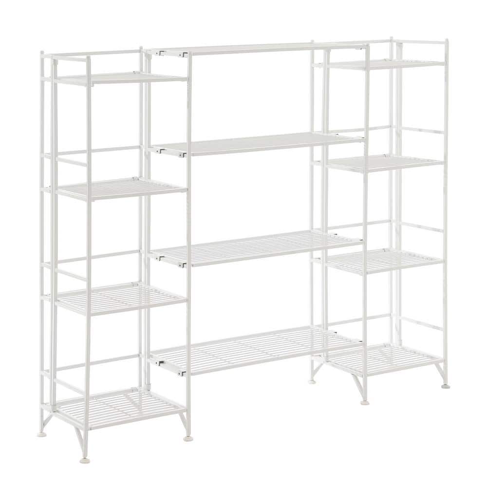 Xtra Storage 4 Tier Folding White Metal Household Shelving Unit-Set of 4 Ext Shelves 51.5″ W x 11.25″ D x 44.75″ H - Hercitys