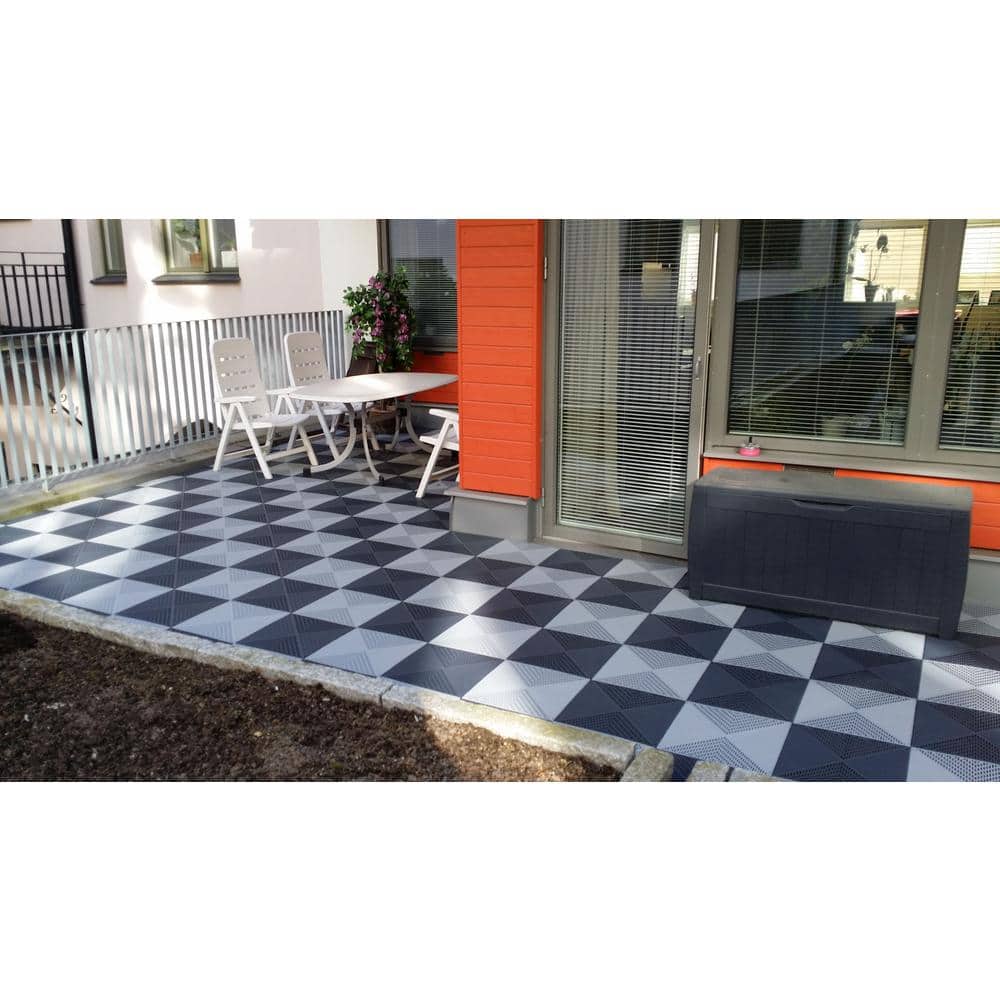 Unique 14.9 in. x 14.9 in. Gray Polypropylene Garage Floor Tile (21.6 sq. ft. / case) - Hercitys