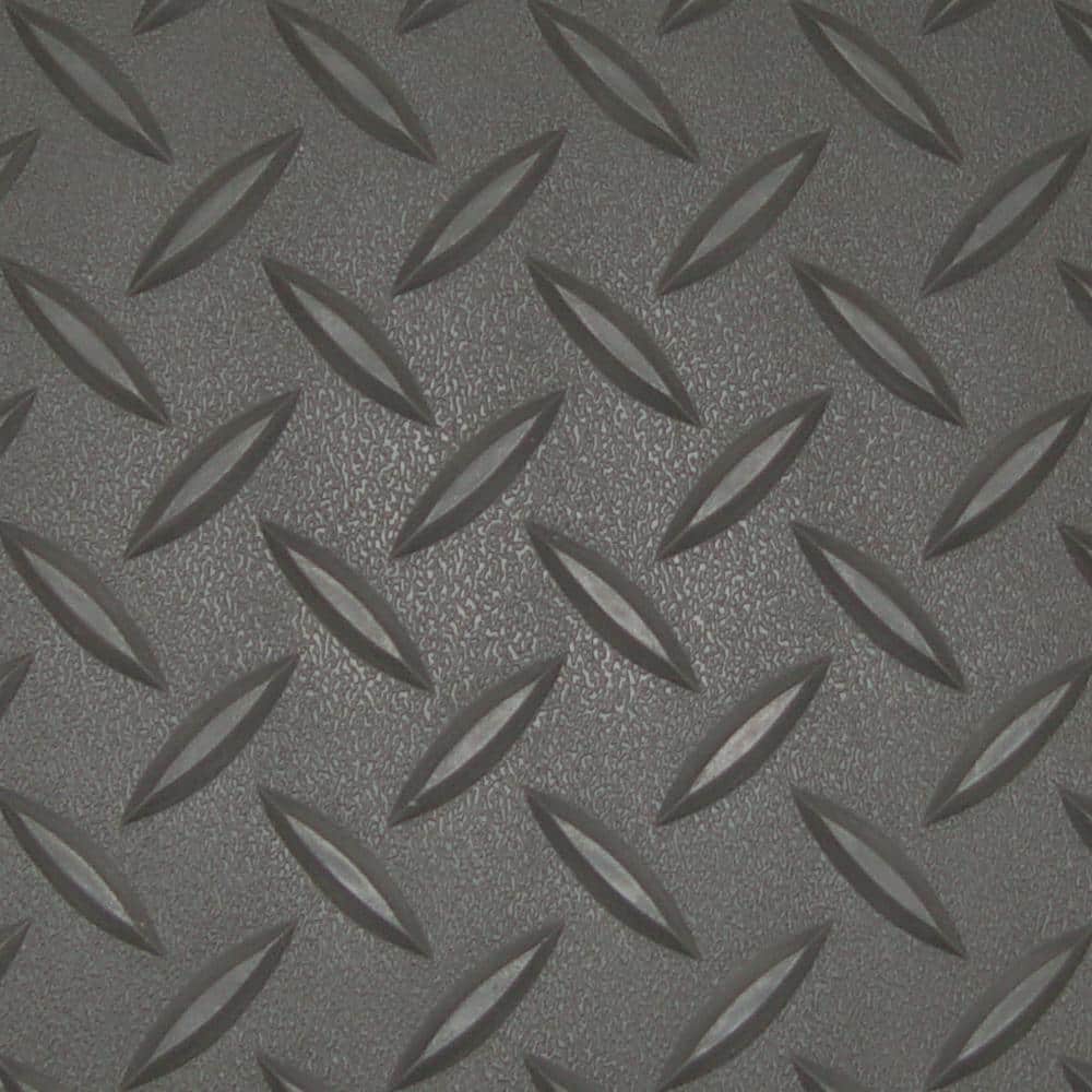 Textured Slip Resistant Diamond Plate 5 ft. x 7.5 ft. Charcoal Vinyl Garage Floor Golf Cart Mat, 23-Sizes Available - Hercitys
