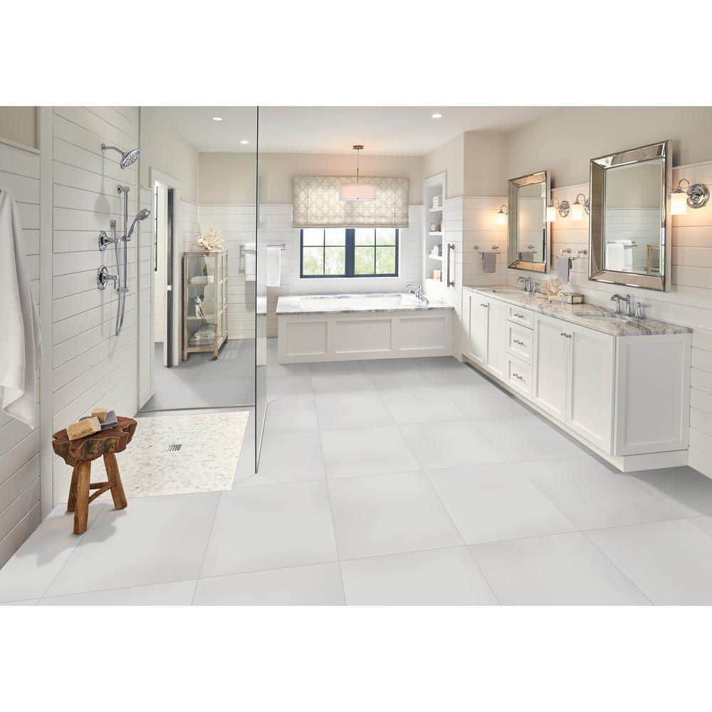 White 24 in. x 24 in. Polished Porcelain Floor and Wall Tile (12 sq. ft./Case) - Hercitys