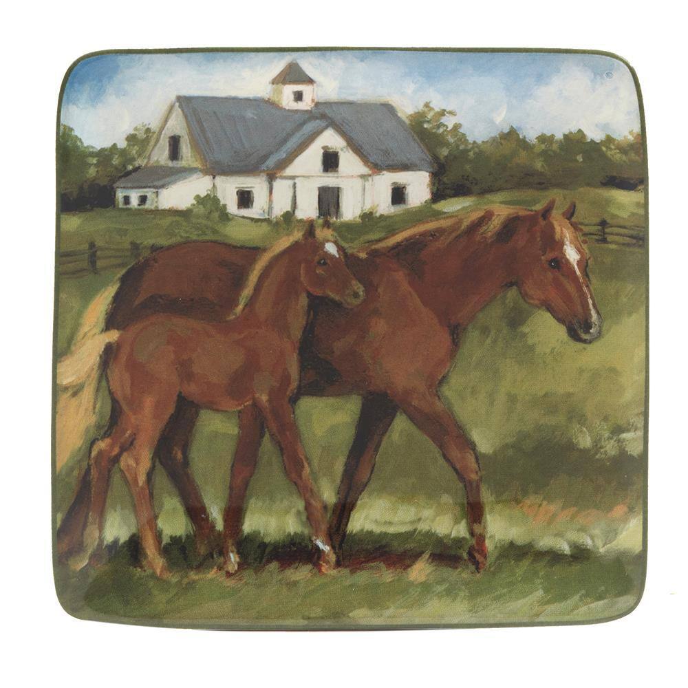 York Stables Mutlicolor Dinner Plate Set Of 4 - Hercitys