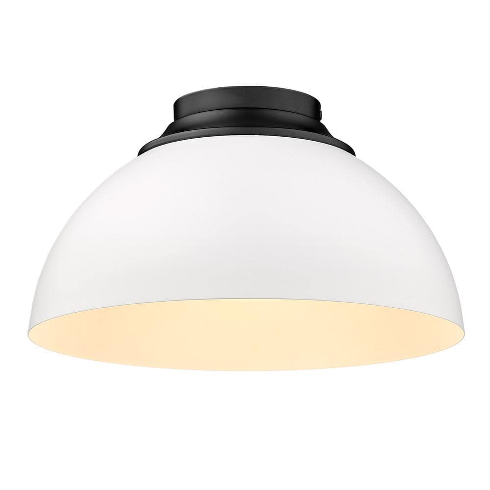Zoey 13.75 in. 3-Light Matte Black Flush Mount - Hercitys