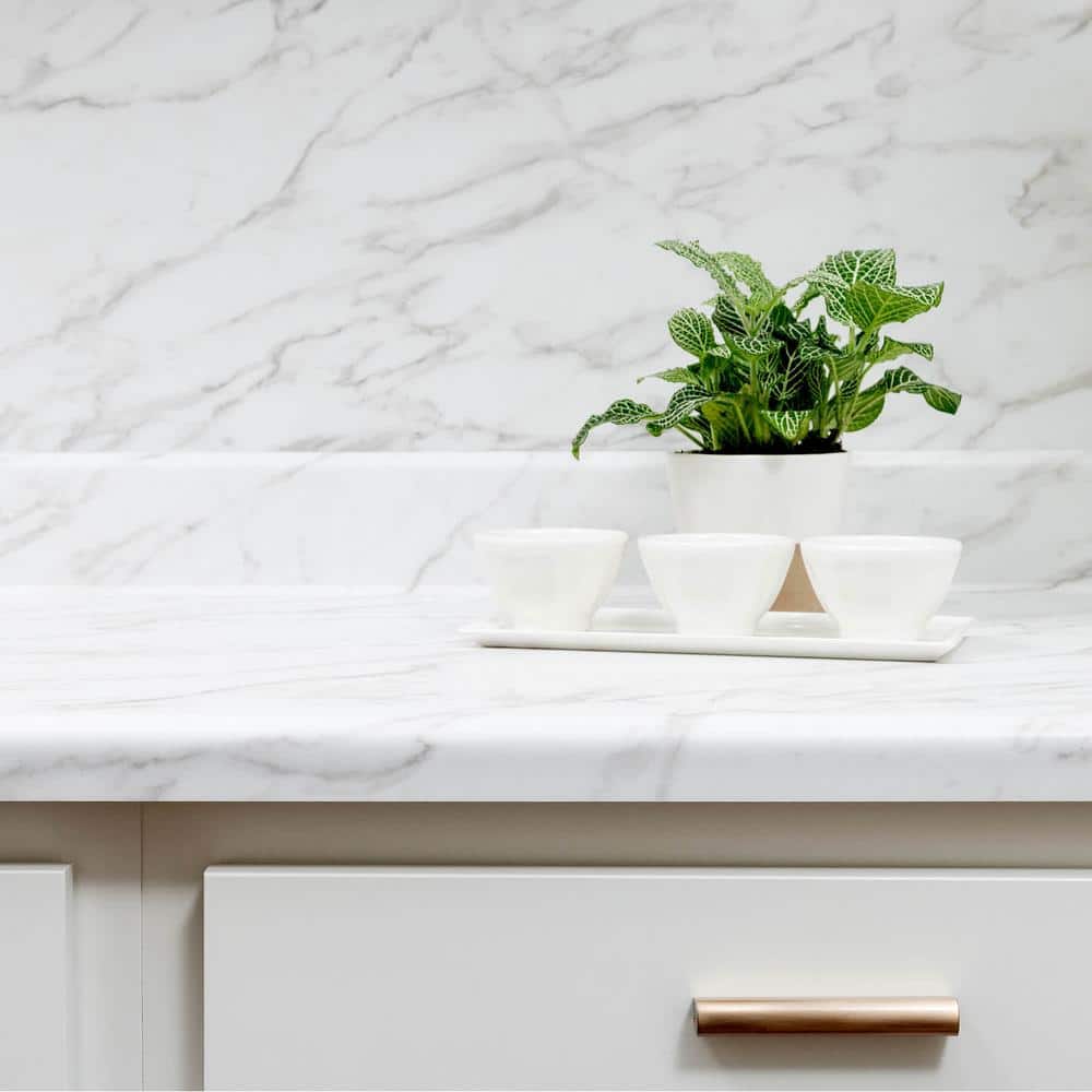 Laminate End splash Kit for Countertop with Integrated Backsplash in Anzio Marble with waterfall edge - Hercitys