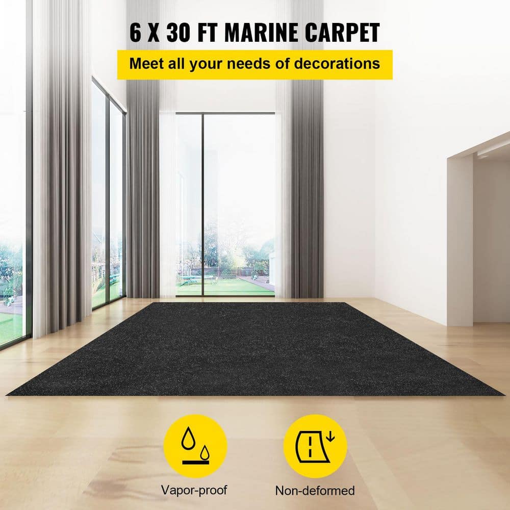 Marine Carpet, 6 x 13 ft. Boat Carpeting,Polyester Texture Deep Brown Marine Grade Boat Carpet Black Full Roll Carpet - Hercitys