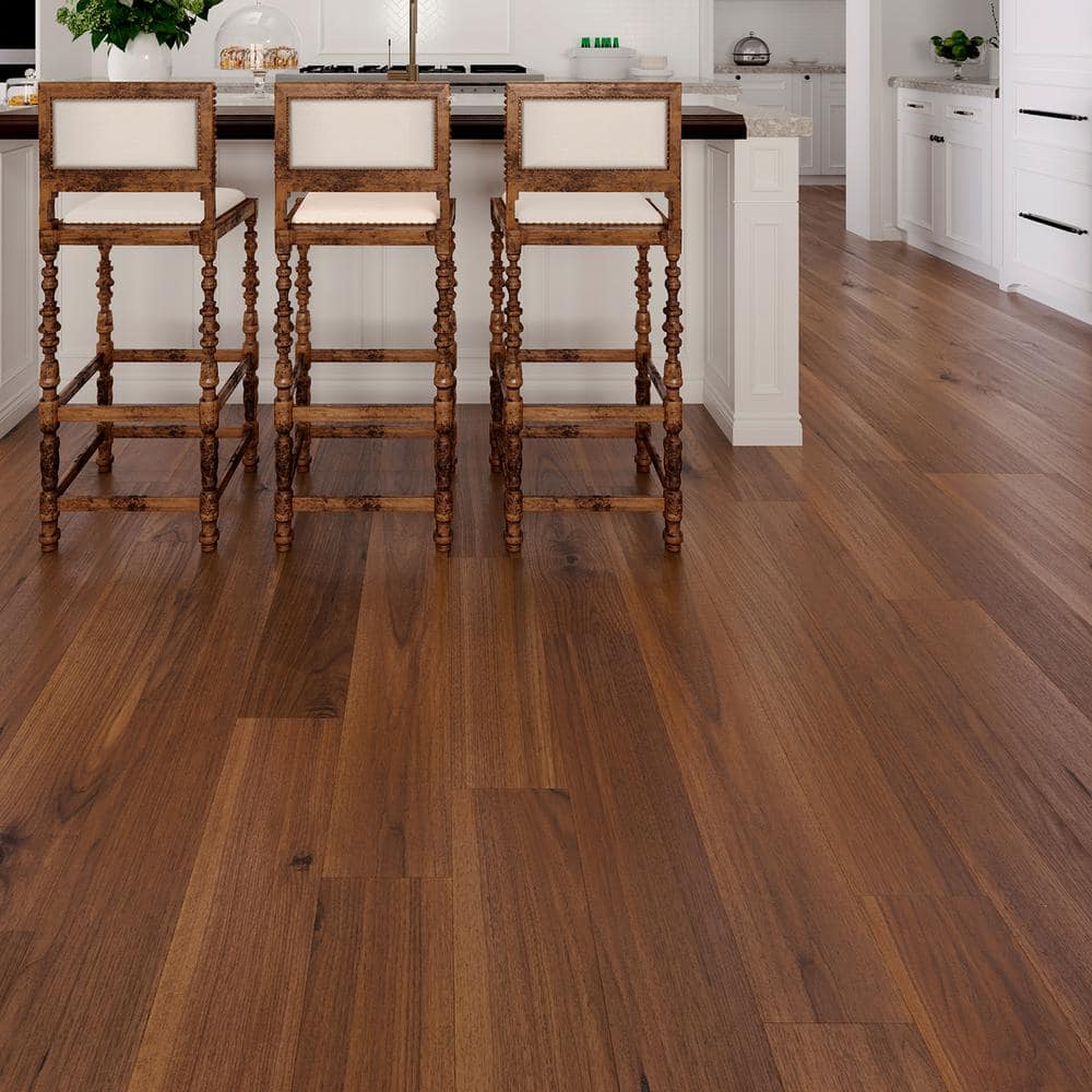 Vanet Lane Walnut 0.28 in. T x 6.5 in. W Waterproof Hand Scraped Engineered Hardwood Flooring (21.8 sq.ft./case) - Hercitys