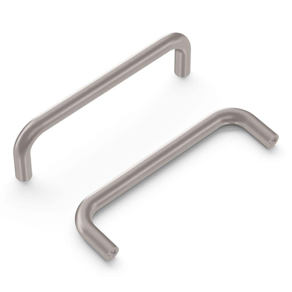Wire Pulls Collection Pull 3-3/4 in. (96mm) Center to Center Satin Nickel Finish Modern Steel Bar Pull (10 Pack ) - Hercitys