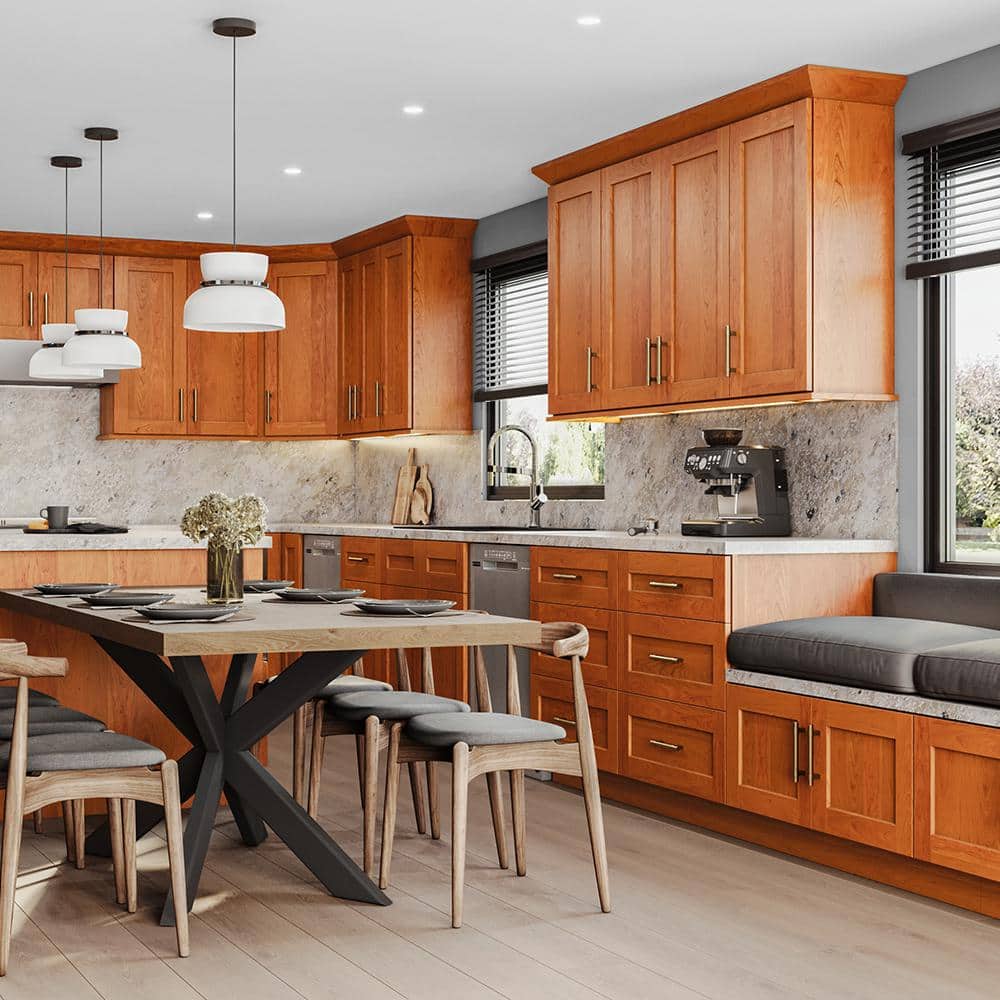 Newport 21 in. W x 12 in. D x 36 in. H Assembled Plywood Wall Kitchen Cabinet in Cinnamon with Soft Close - Hercitys