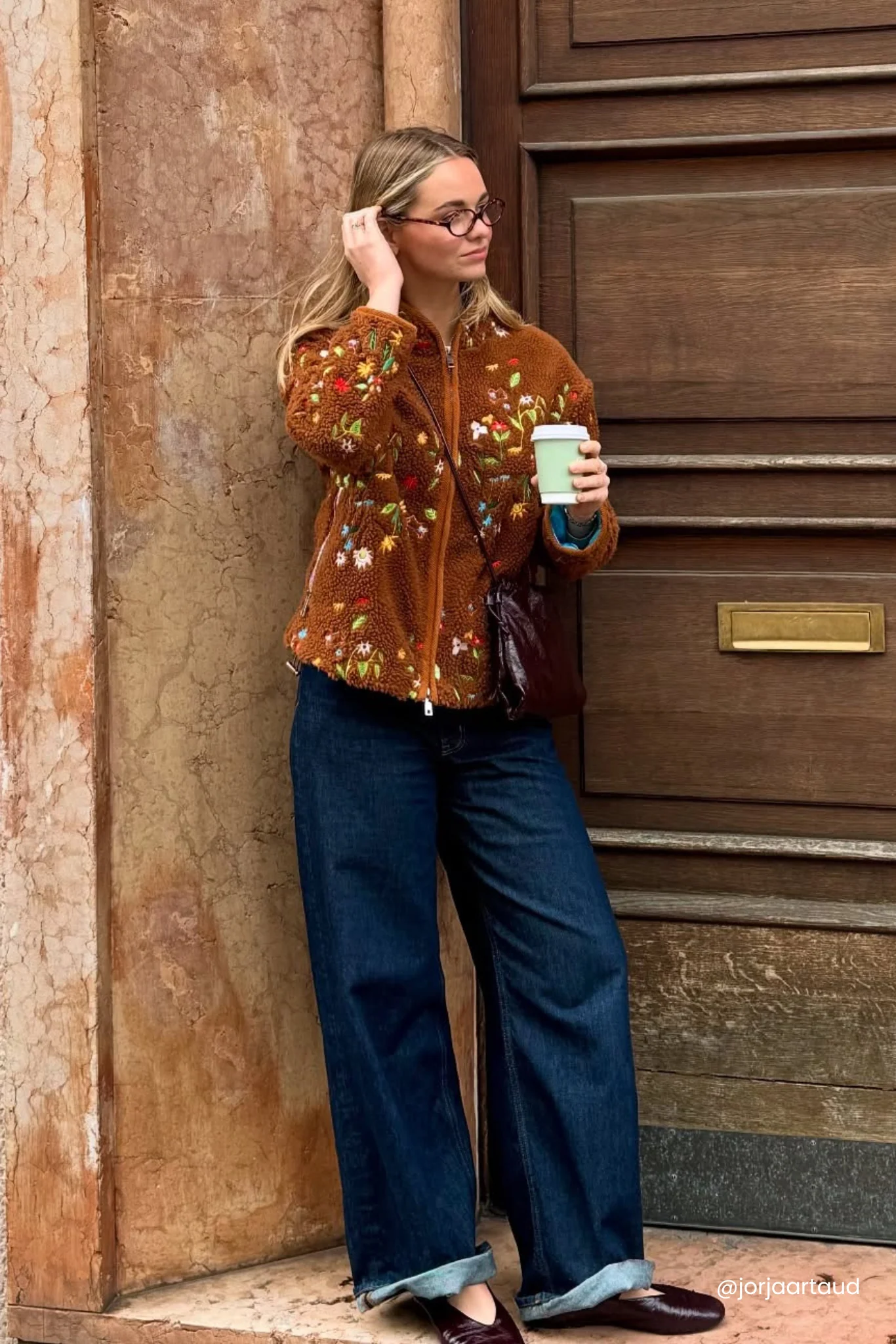 EMBROIDERED FLEECE JACKET - CHOCOLATE GARDEN - Hercitys