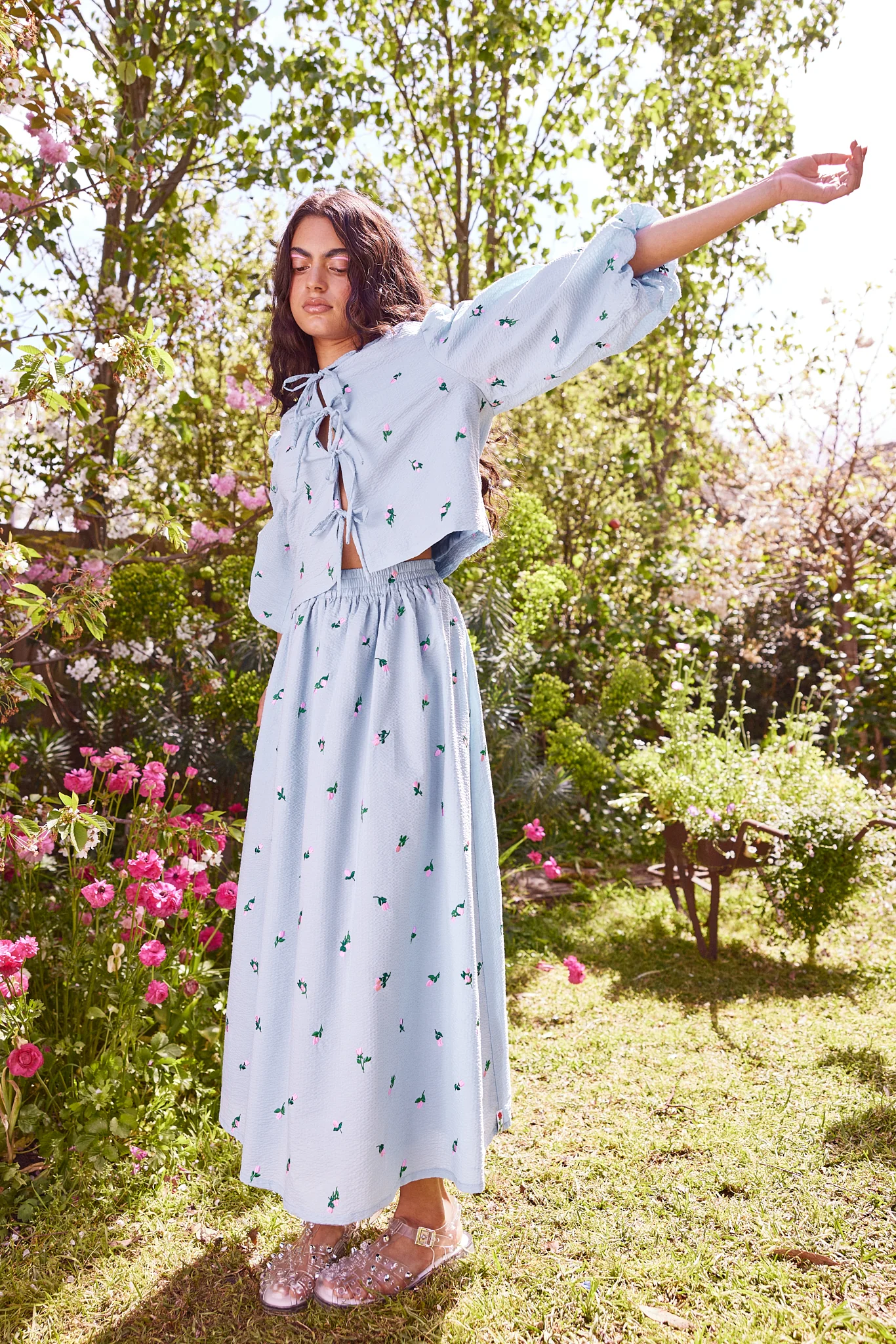 GIA SKIRT - BLUE ROSES - Hercitys