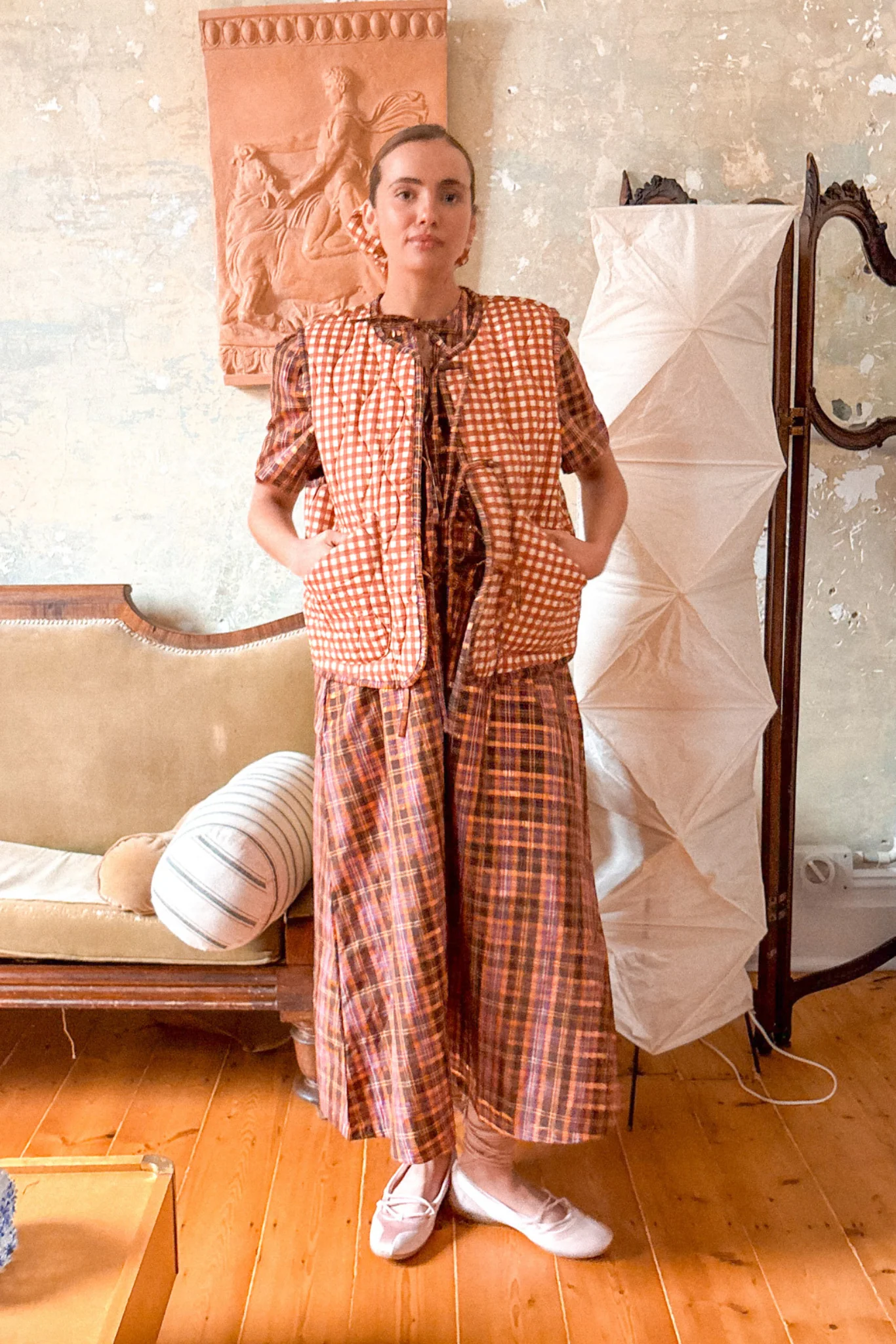 REVERSIBLE QUILTED VEST - HAYBELL GINGHAM / PICKET FENCE PLAID - Hercitys