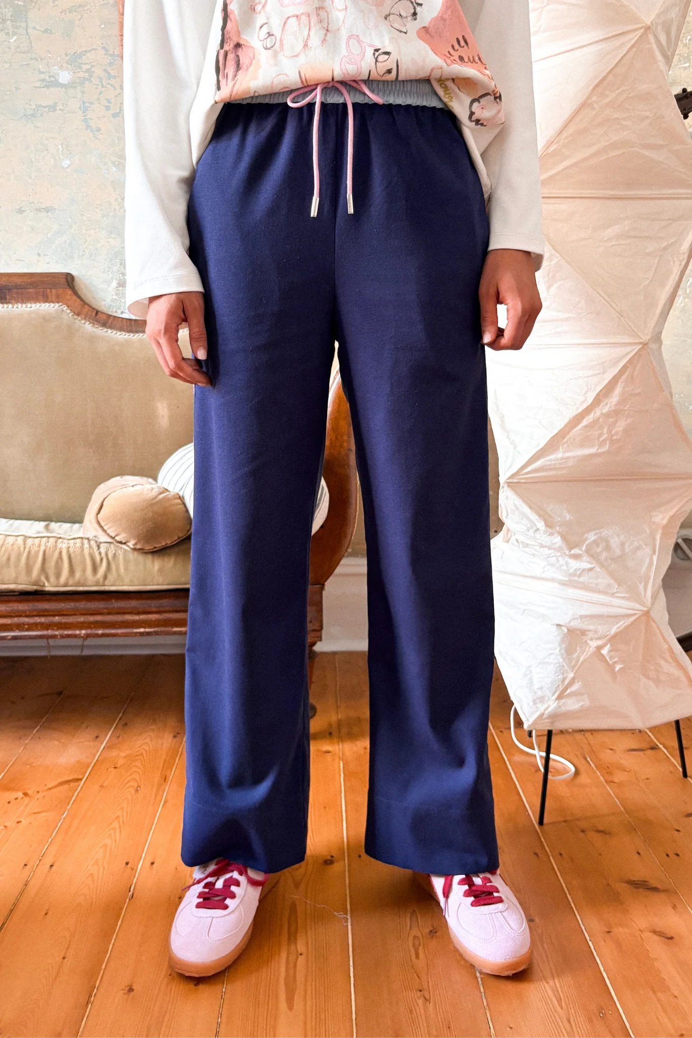 COLUMN PANT - BLUEBERRY FLOWER - Hercitys