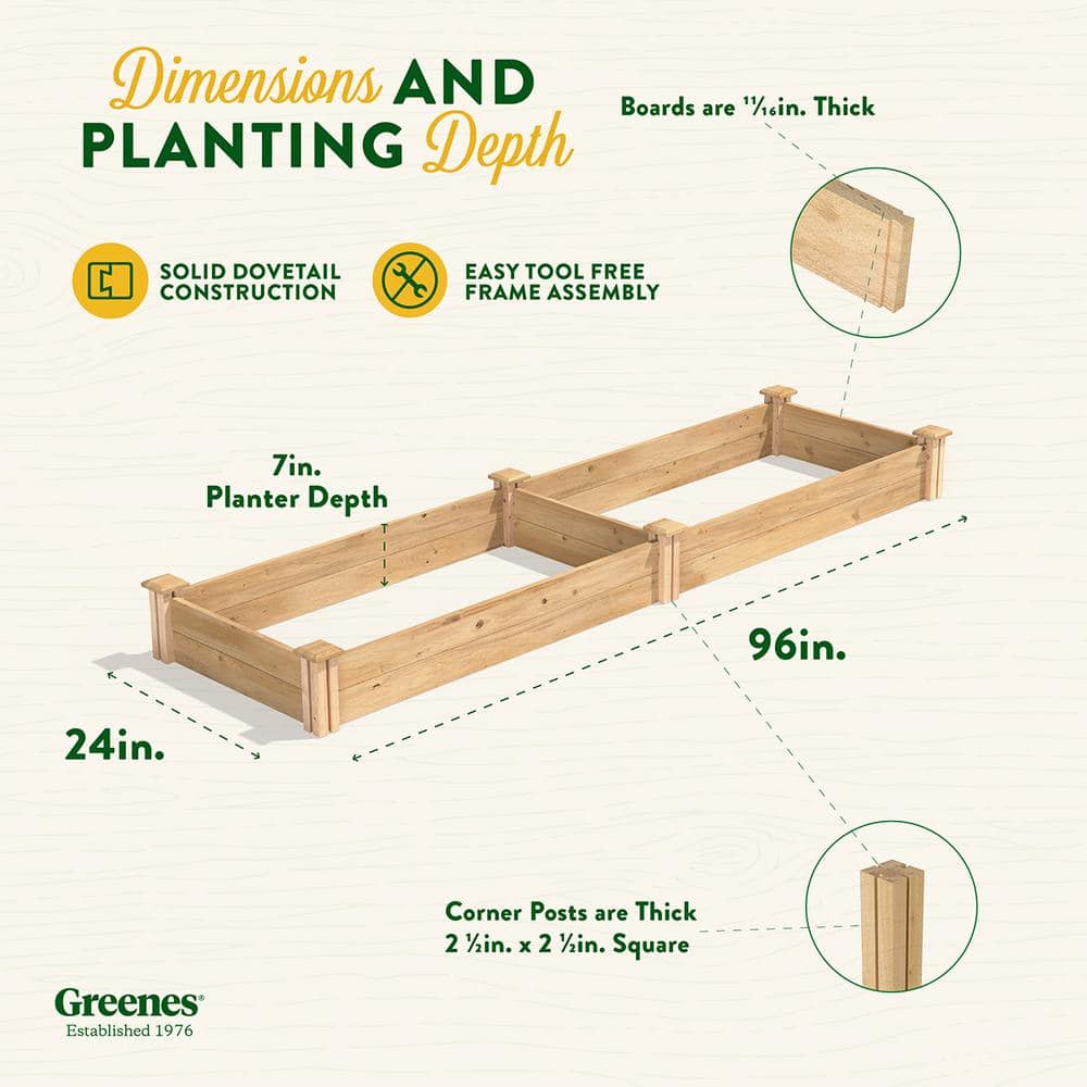 2 ft. x 8 ft. x 7 in. Original Cedar Raised Garden Bed - Hercitys