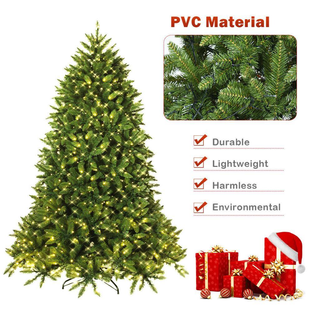 6 ft. Pre-Lit PVC Artificial Christmas Tree Hinged 8 Flash Modes with 650 LED Light - Hercitys