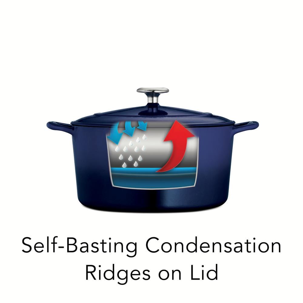 Gourmet 6.5 qt. Round Enameled Cast Iron Dutch Oven in Gradated Cobalt with Lid - Hercitys