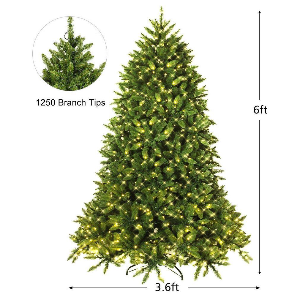 6 ft. Pre-Lit PVC Artificial Christmas Tree Hinged 8 Flash Modes with 650 LED Light - Hercitys