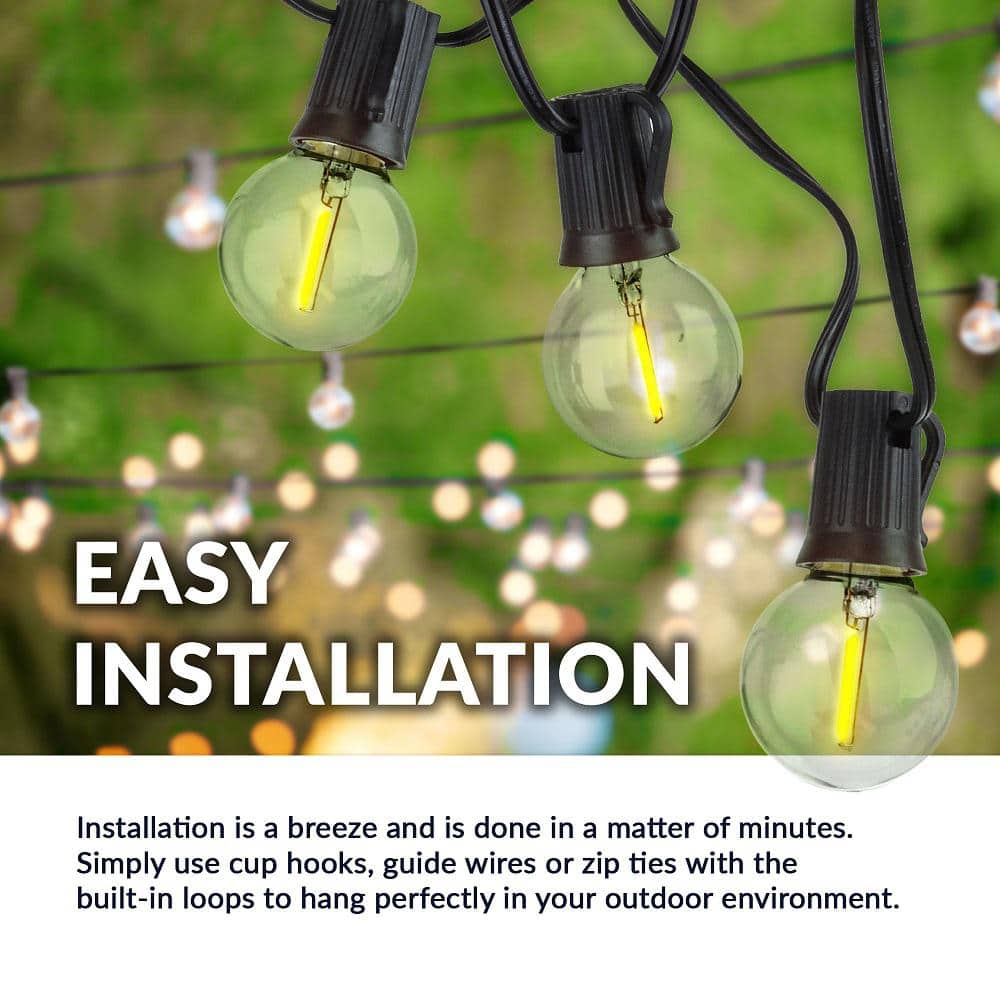 Indoor/Outdoor 50 ft. Plug-In Globe Bulbs Party LED Outdoor String Lights with 50 Sockets and 5 Extra Bulbs - Hercitys