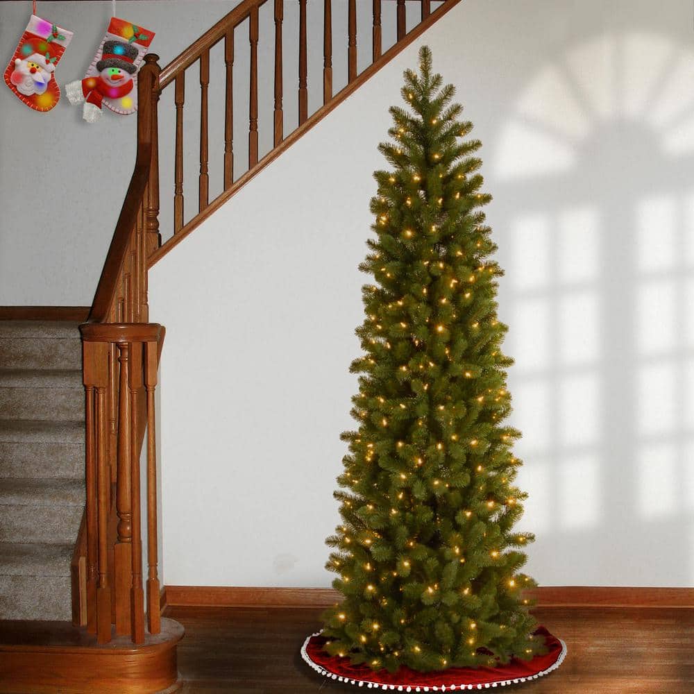 6.5 ft. Downswept Douglas Pencil Slim Fir Artificial Christmas Tree with Dual Color LED Lights - Hercitys