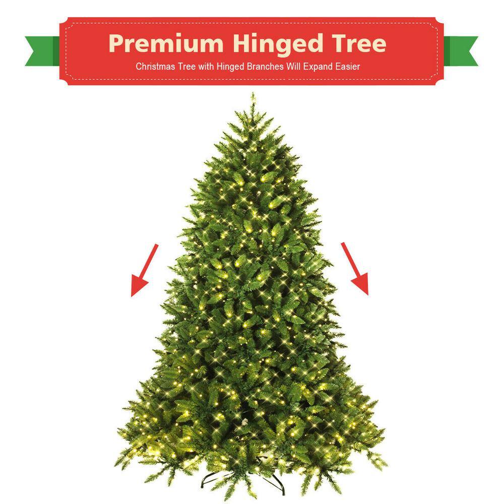6 ft. Pre-Lit PVC Artificial Christmas Tree Hinged 8 Flash Modes with 650 LED Light - Hercitys