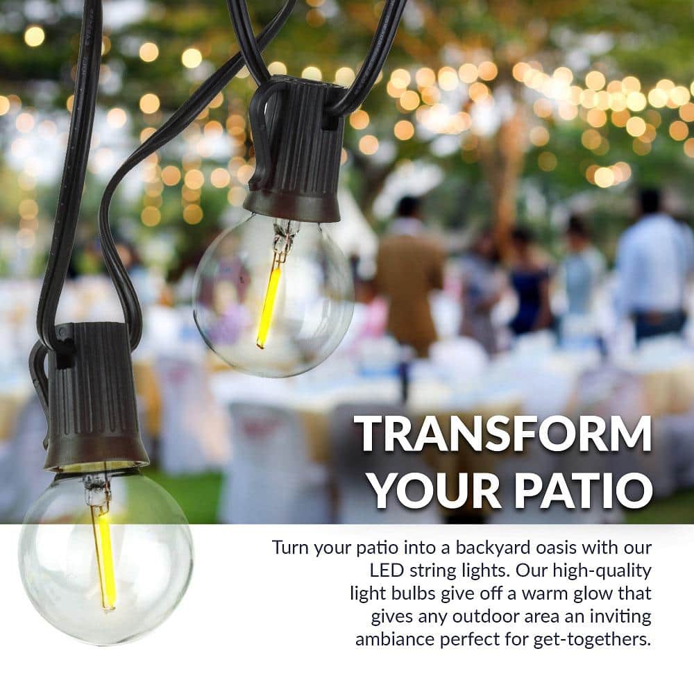Indoor/Outdoor 50 ft. Plug-In Globe Bulbs Party LED Outdoor String Lights with 50 Sockets and 5 Extra Bulbs - Hercitys