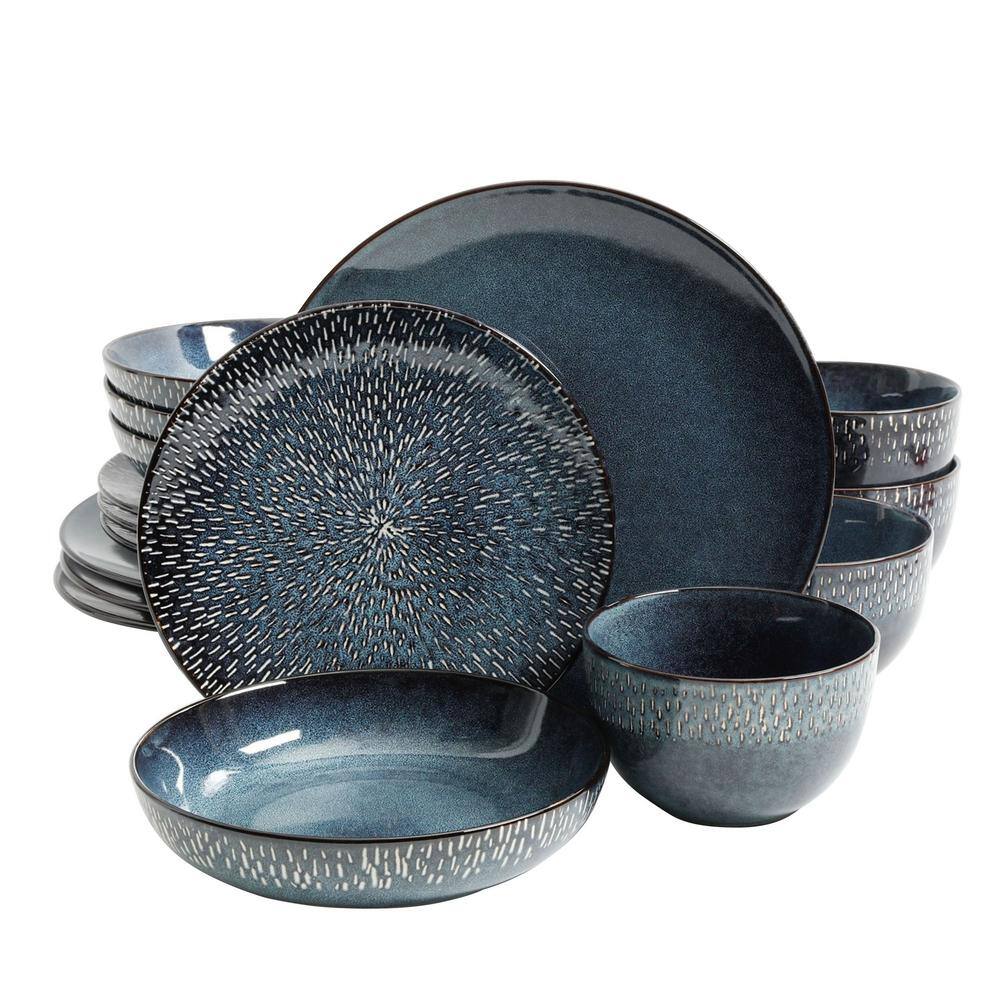 Matisse 16-Piece Contemporary Cobalt Earthenware Dinnerware Set (Service for 4) - Hercitys