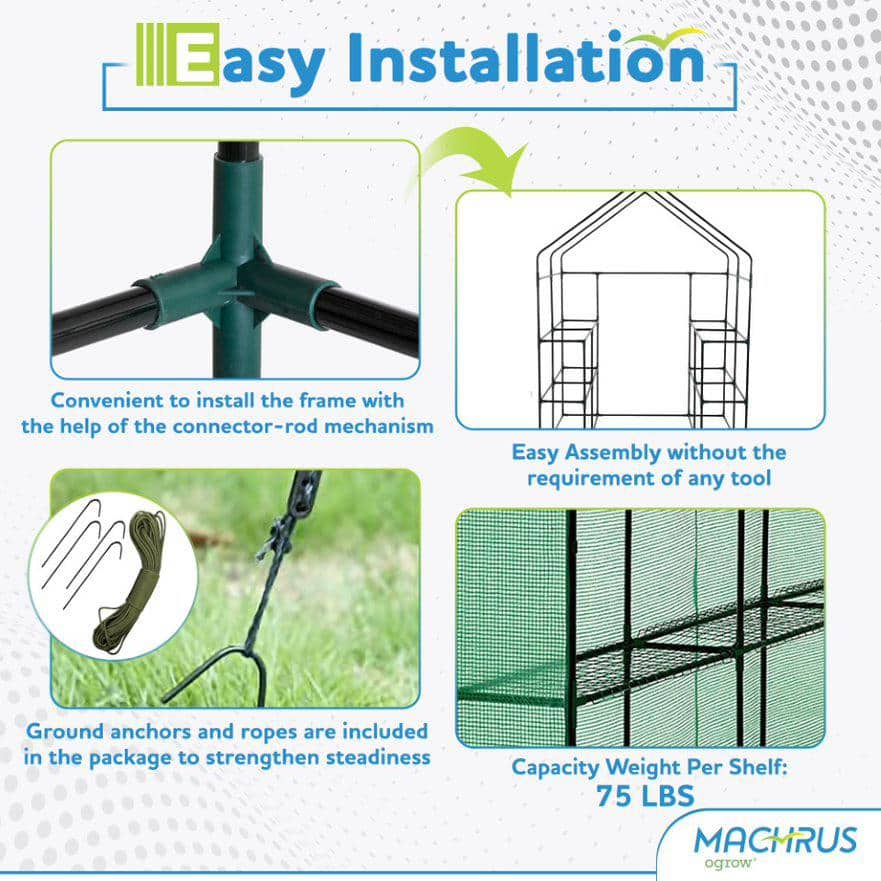 Machrus Ogrow Deluxe WALKIN 3 Tier 6 Shelf Portable Greenhouse - Hercitys