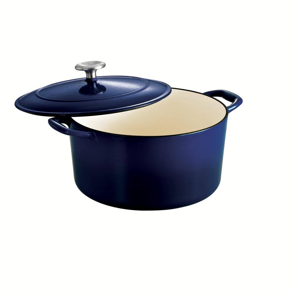 Gourmet 6.5 qt. Round Enameled Cast Iron Dutch Oven in Gradated Cobalt with Lid - Hercitys