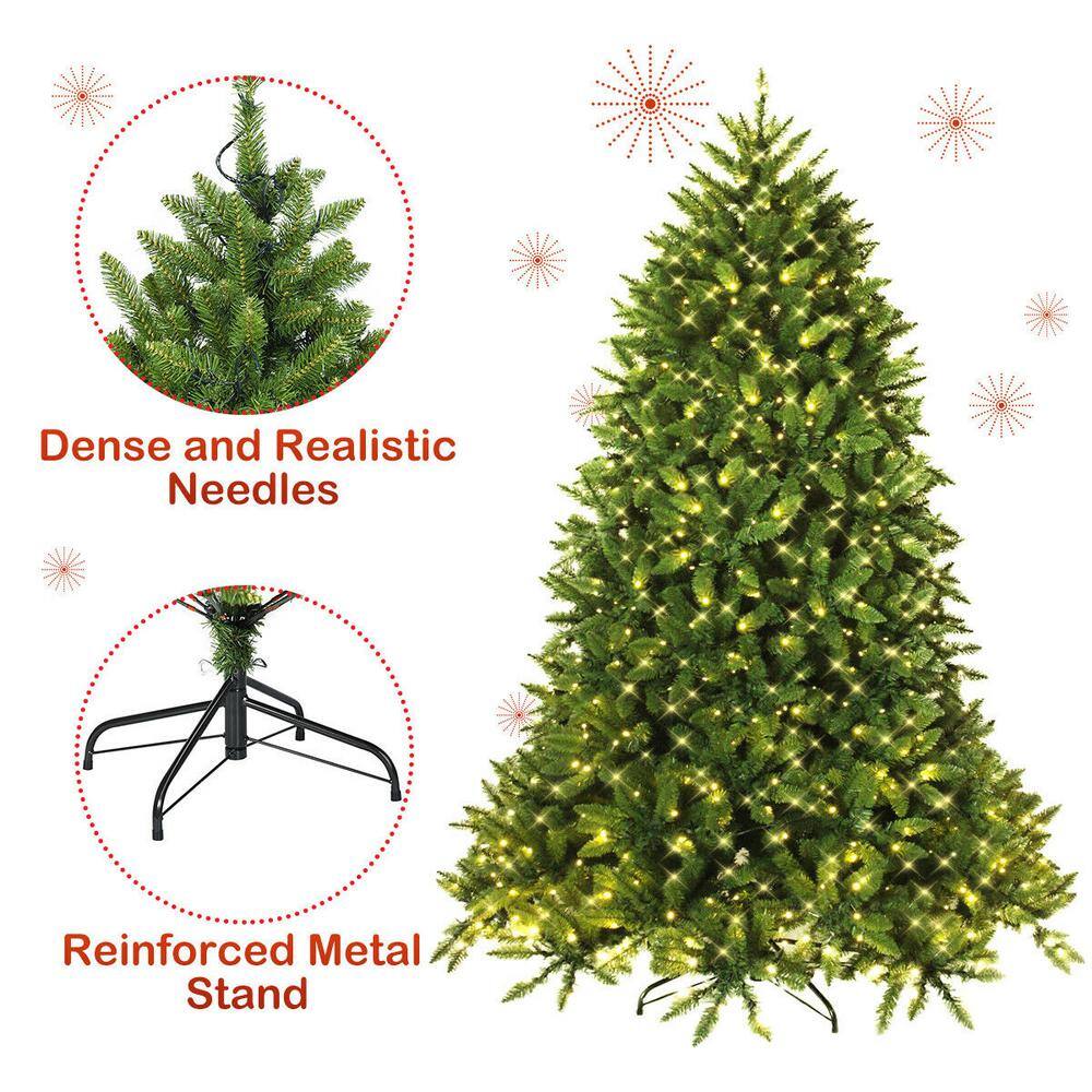 6 ft. Pre-Lit PVC Artificial Christmas Tree Hinged 8 Flash Modes with 650 LED Light - Hercitys