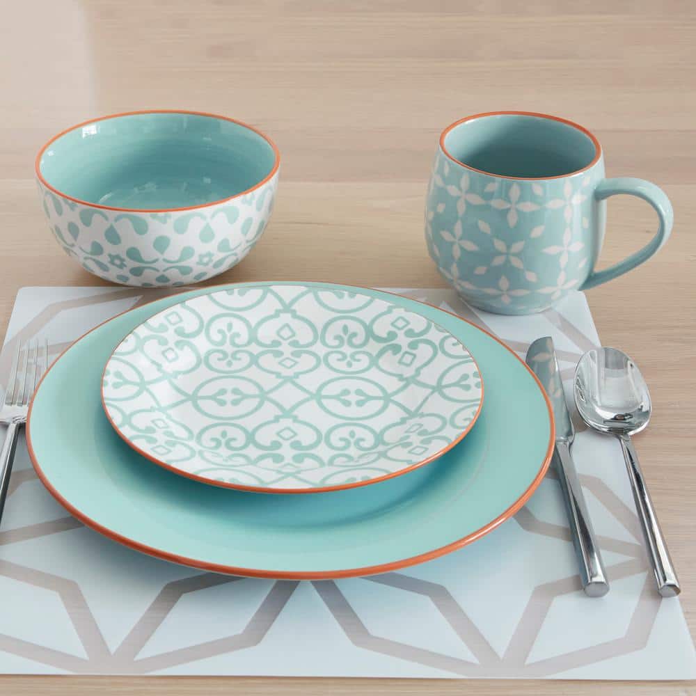 Alara 16-Piece Mint Ceramic Dinnerware Set (Service for 4) - Hercitys