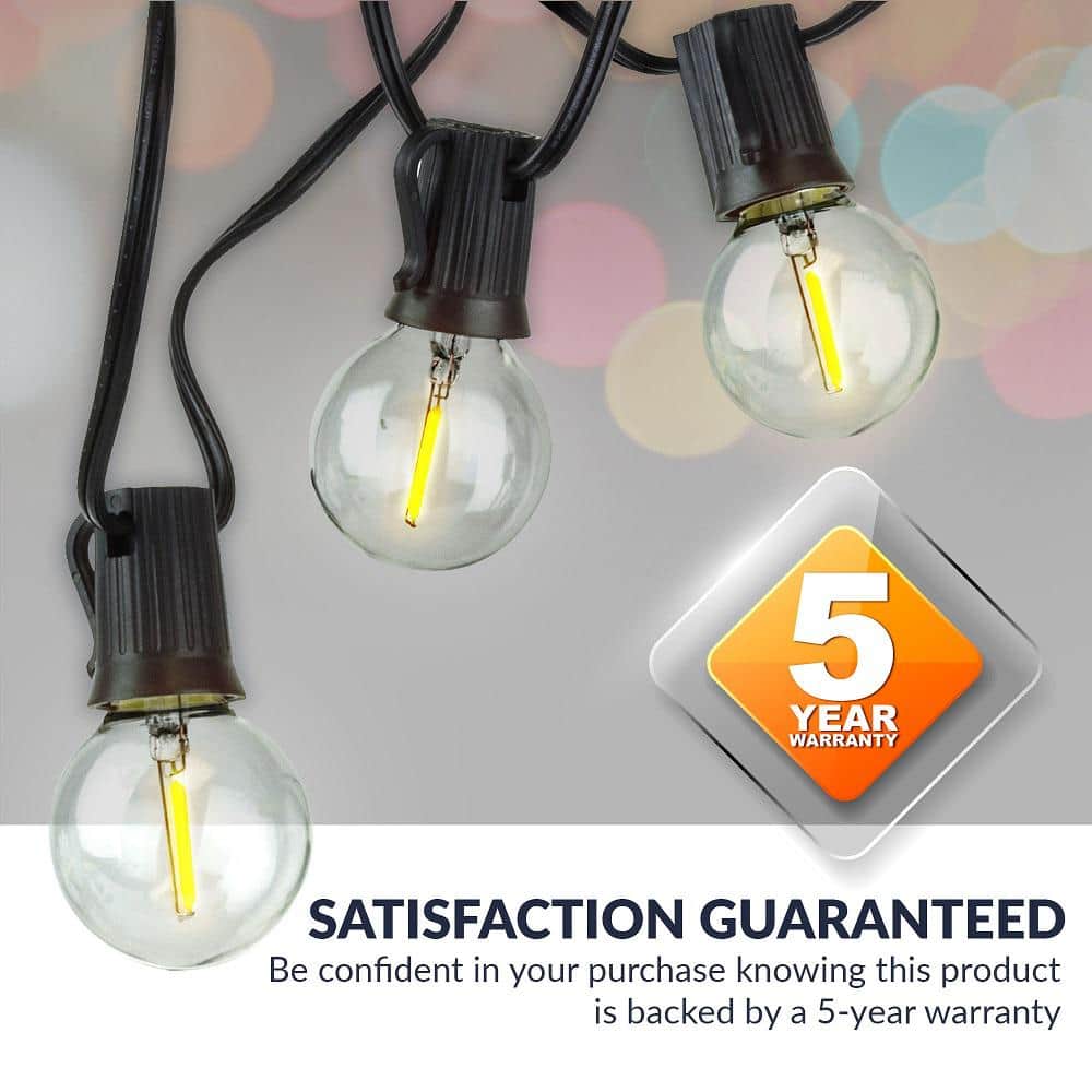 Indoor/Outdoor 50 ft. Plug-In Globe Bulbs Party LED Outdoor String Lights with 50 Sockets and 5 Extra Bulbs - Hercitys
